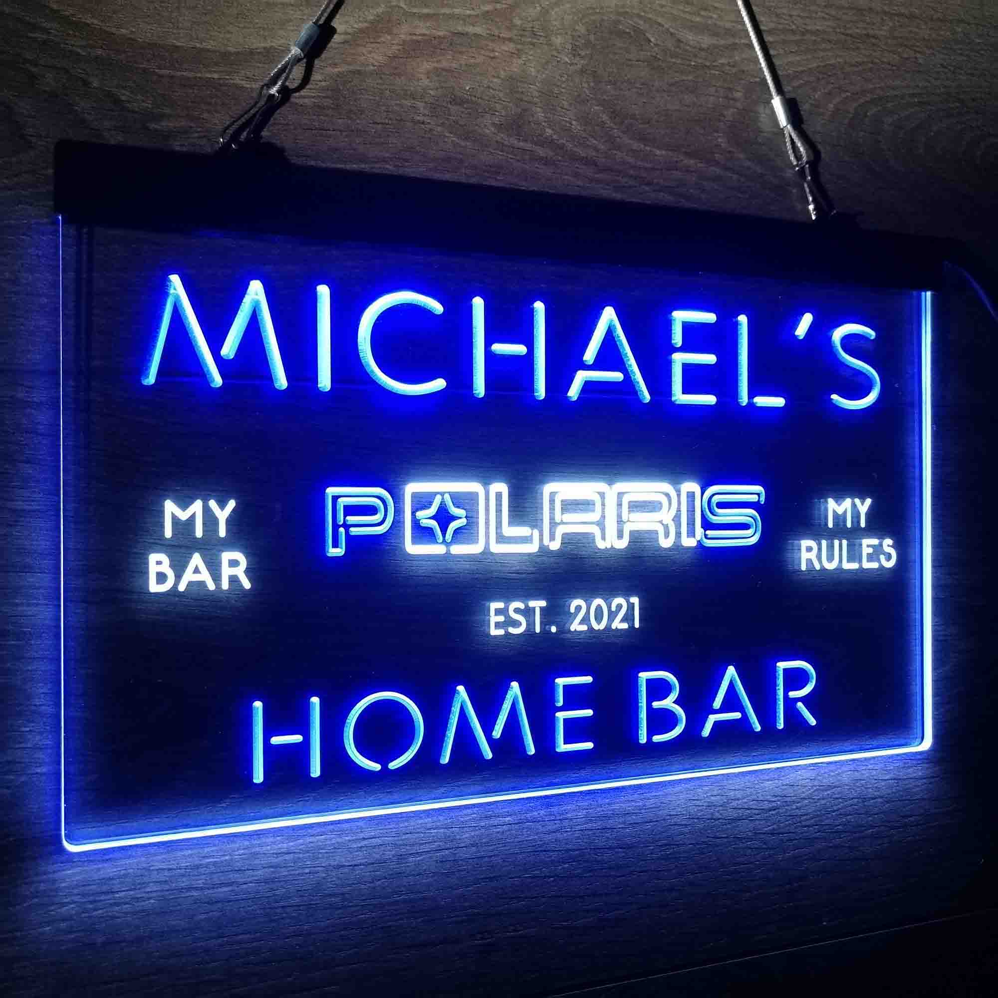 Custom Name Polaris Snowmobile Home Bar Neon LED Sign