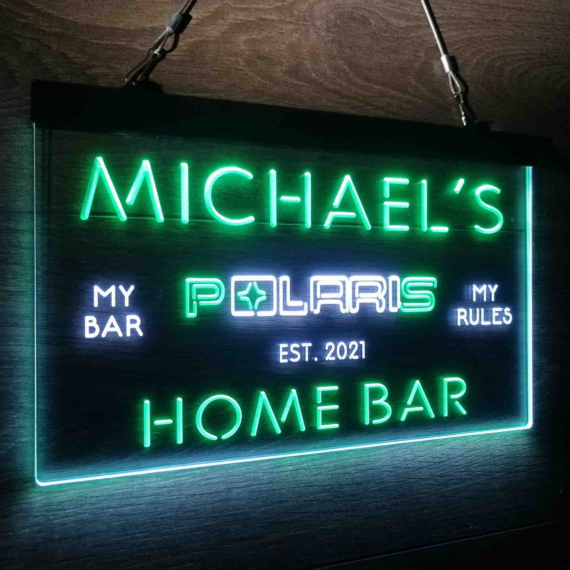 Custom Name Polaris Snowmobile Home Bar Neon LED Sign