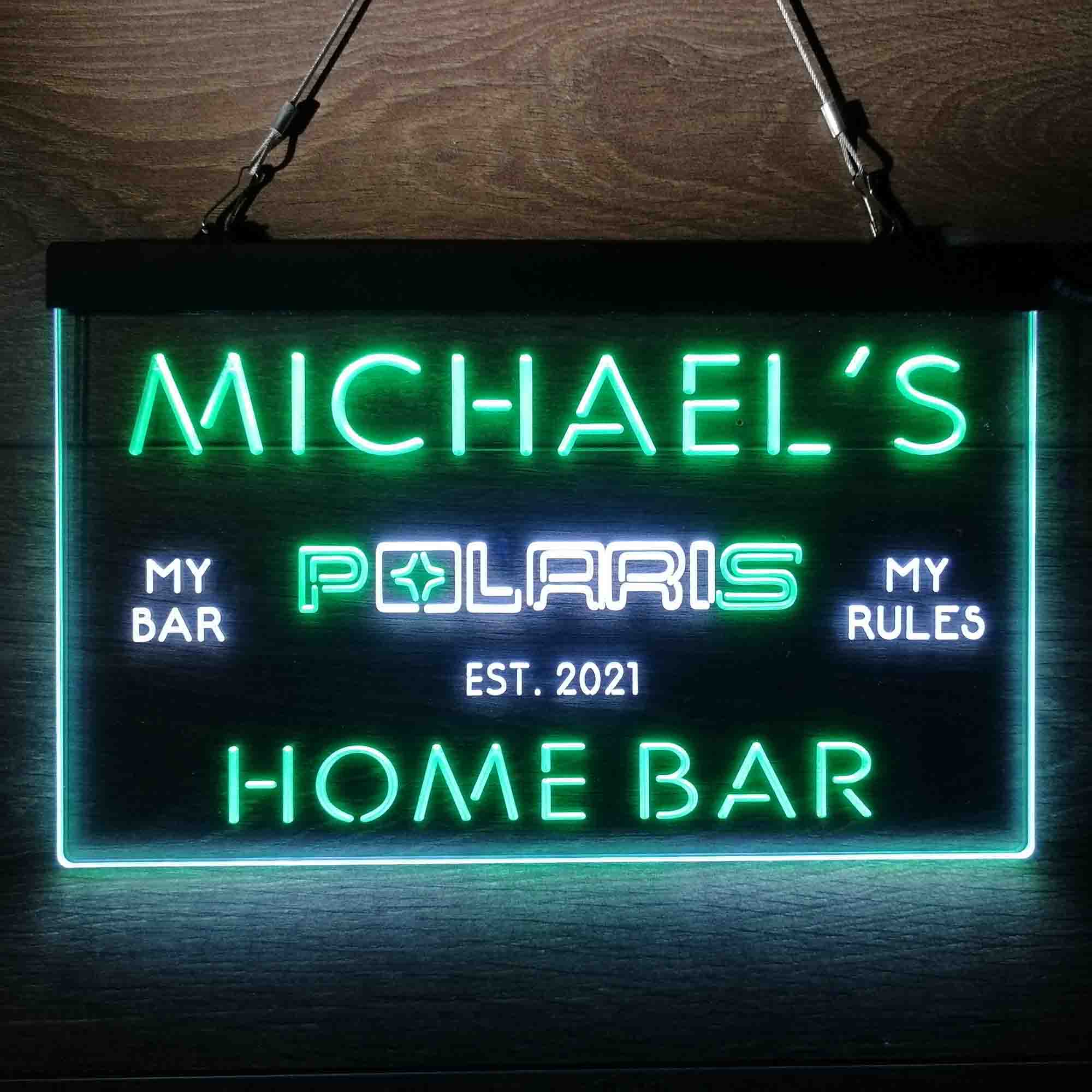 Custom Name Polaris Snowmobile Home Bar Neon LED Sign