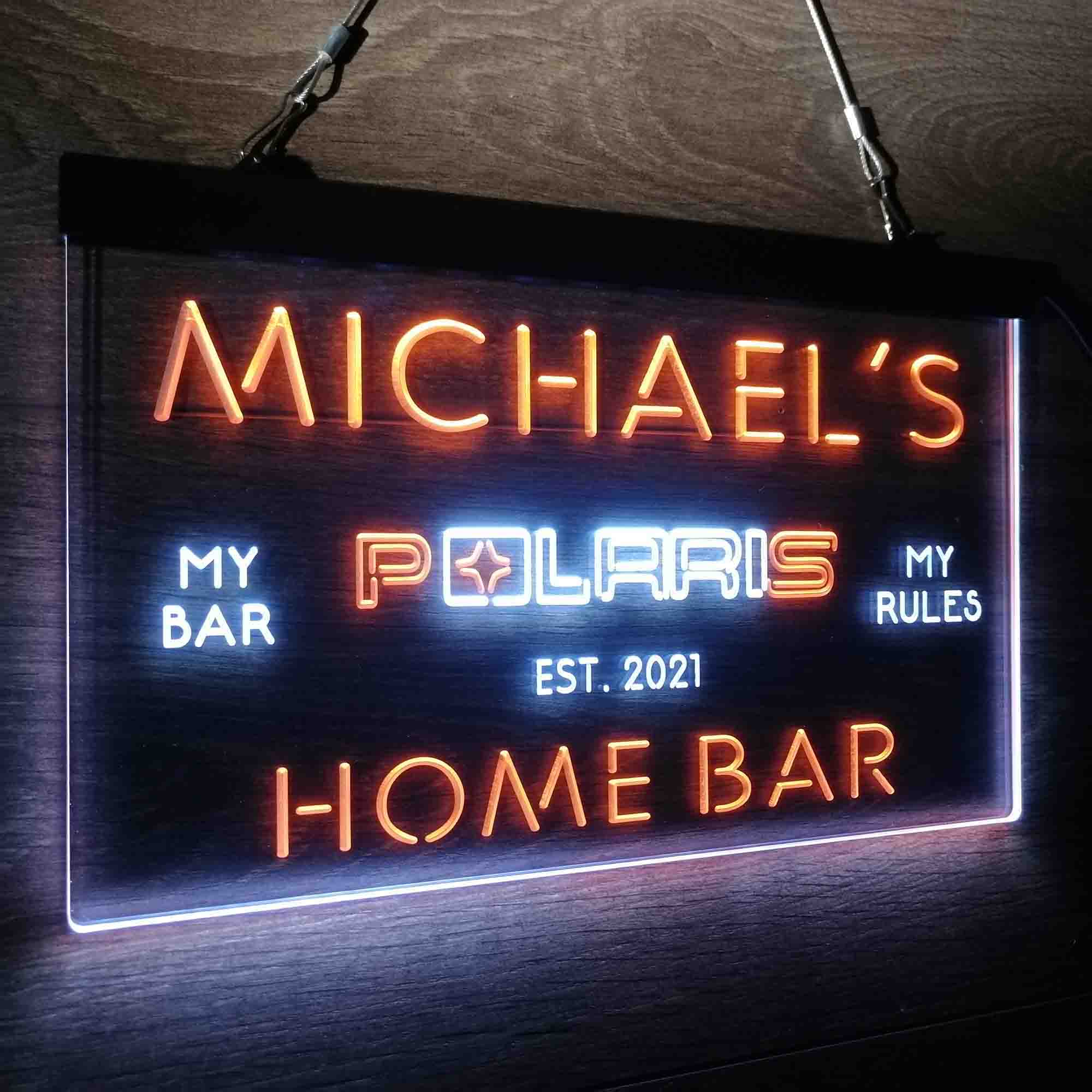 Custom Name Polaris Snowmobile Home Bar Neon LED Sign