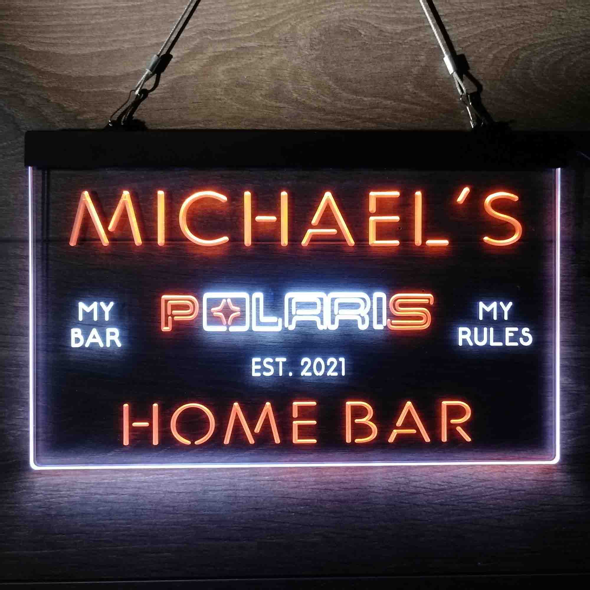 Custom Name Polaris Snowmobile Home Bar Neon LED Sign