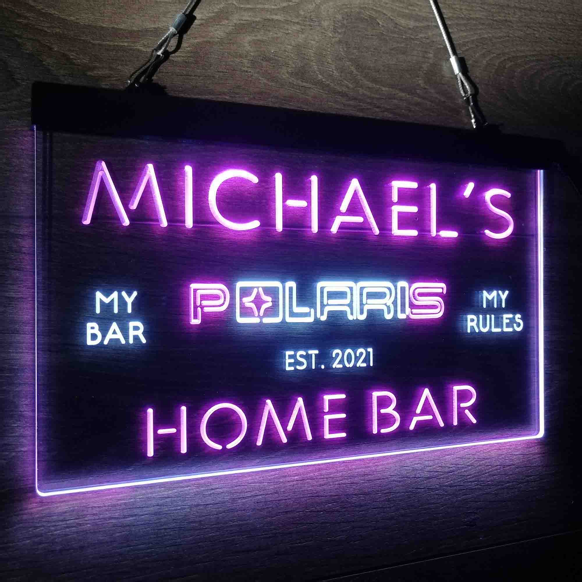 Custom Name Polaris Snowmobile Home Bar Neon LED Sign