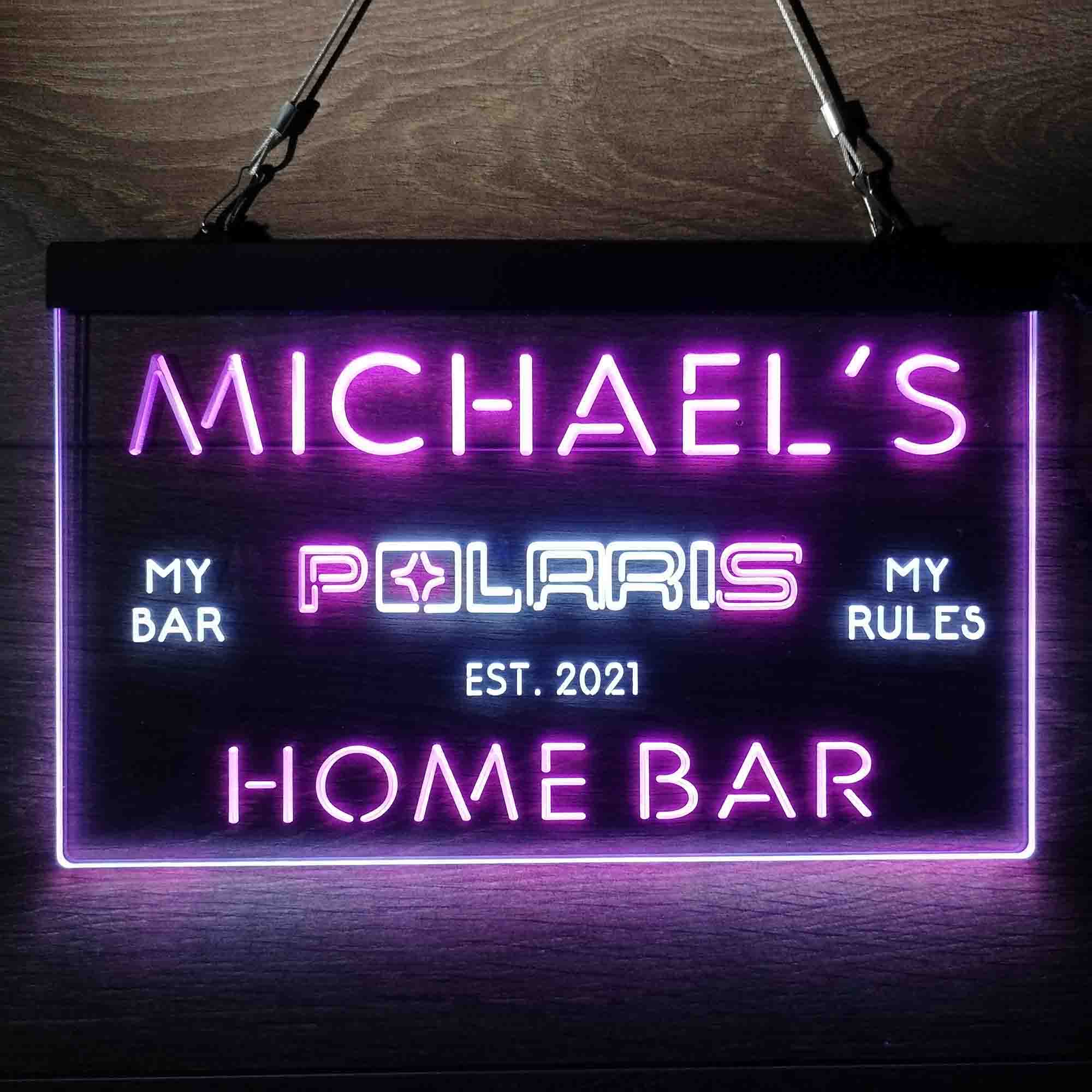 Custom Name Polaris Snowmobile Home Bar Neon LED Sign