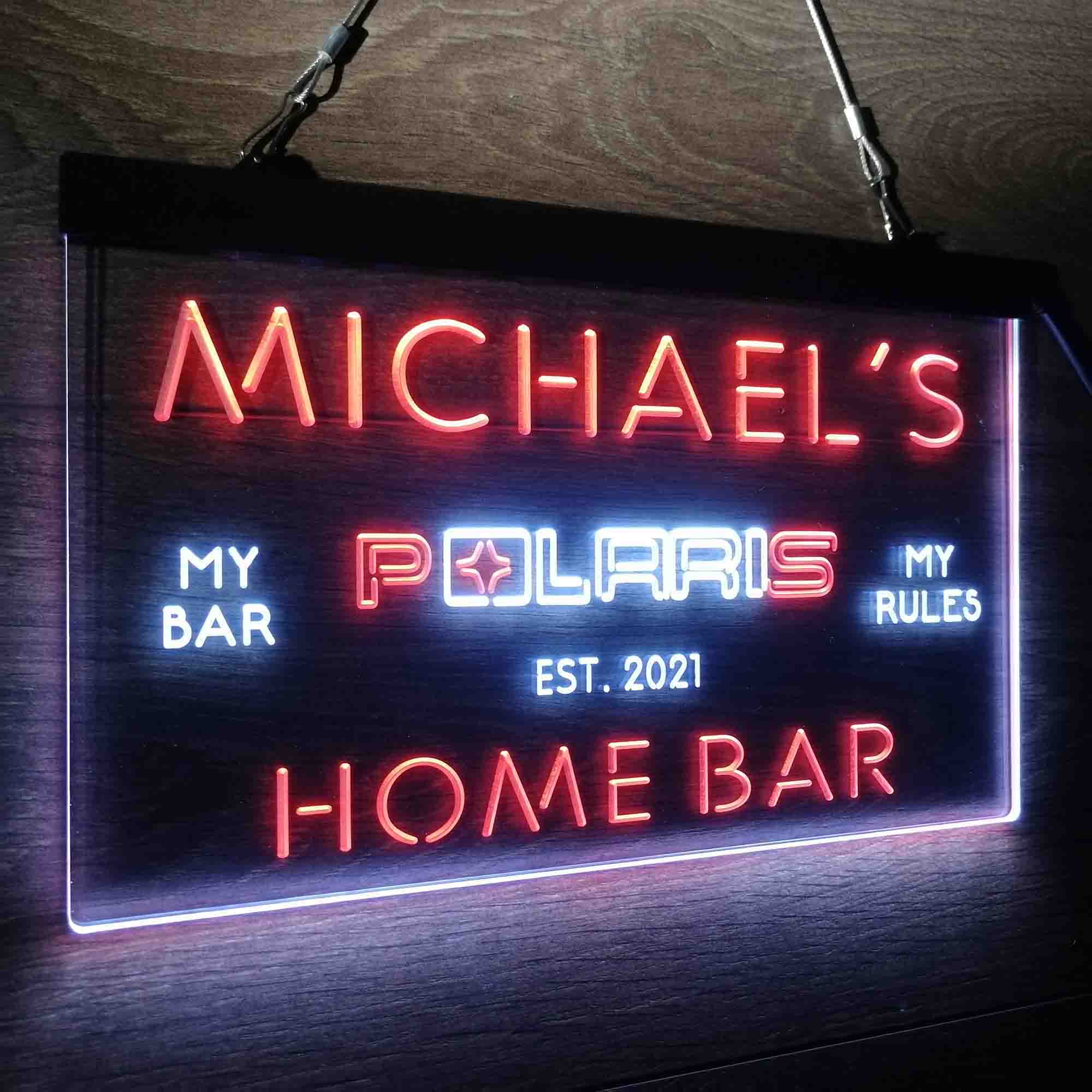 Custom Name Polaris Snowmobile Home Bar Neon LED Sign