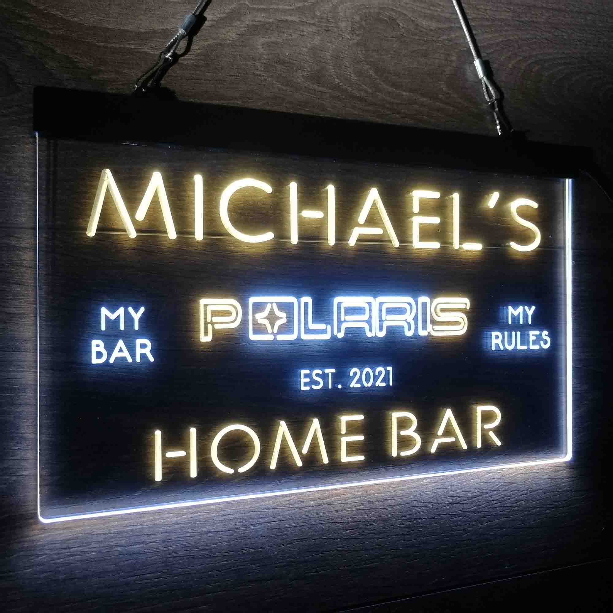 Custom Name Polaris Snowmobile Home Bar Neon LED Sign