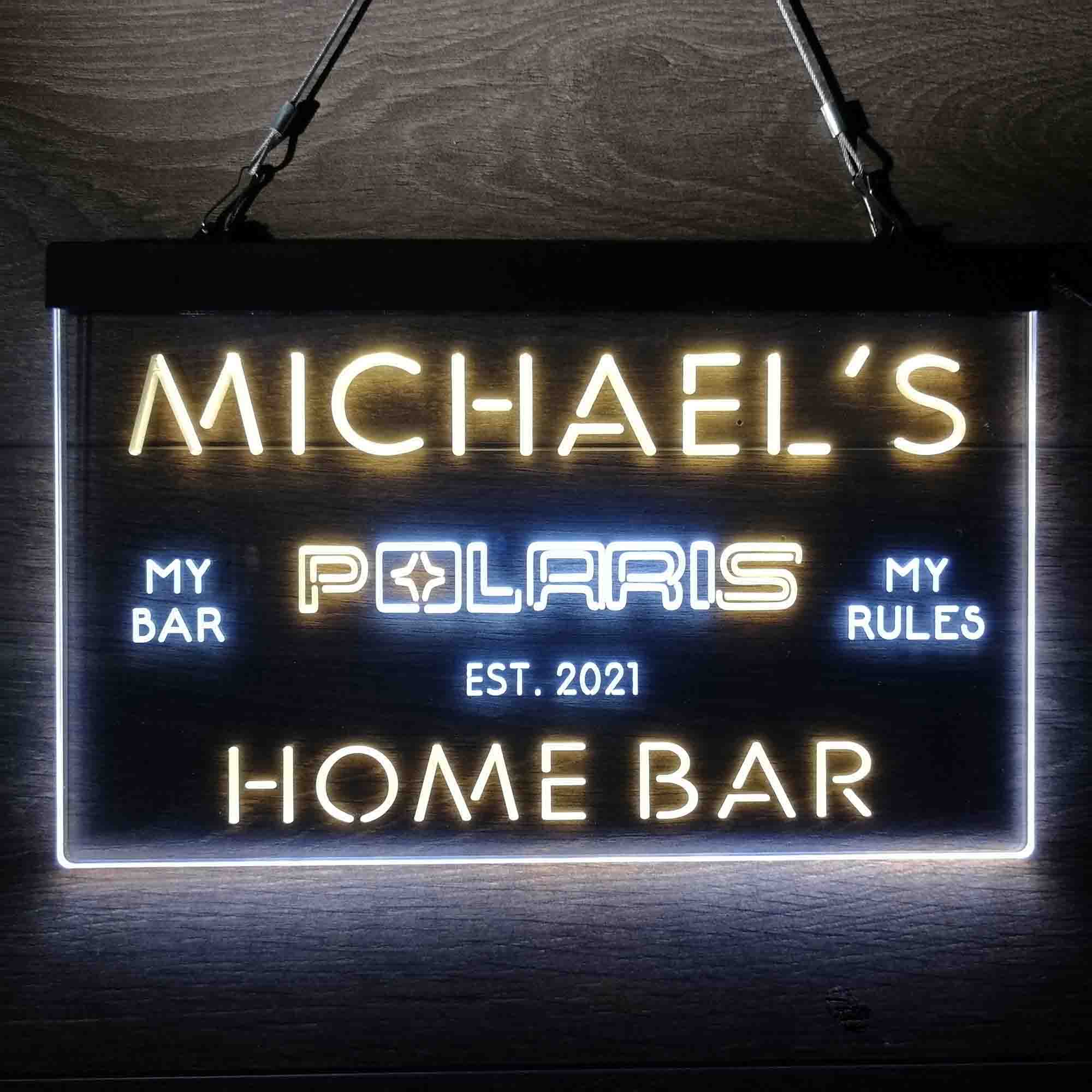 Custom Name Polaris Snowmobile Home Bar Neon LED Sign