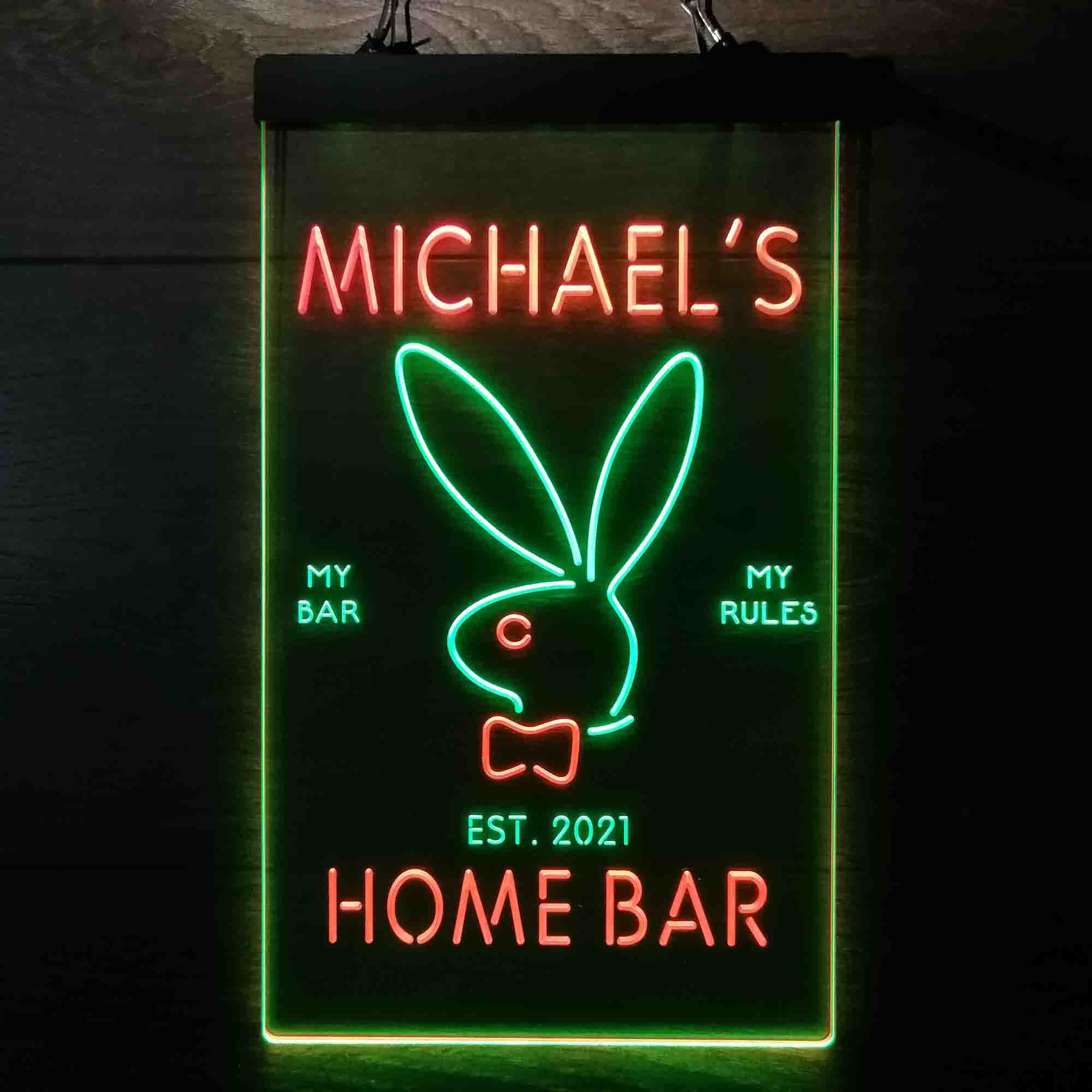 Custom Name Bunny Rabbit Kid Room D¨¦cor Home Bar Neon LED Sign