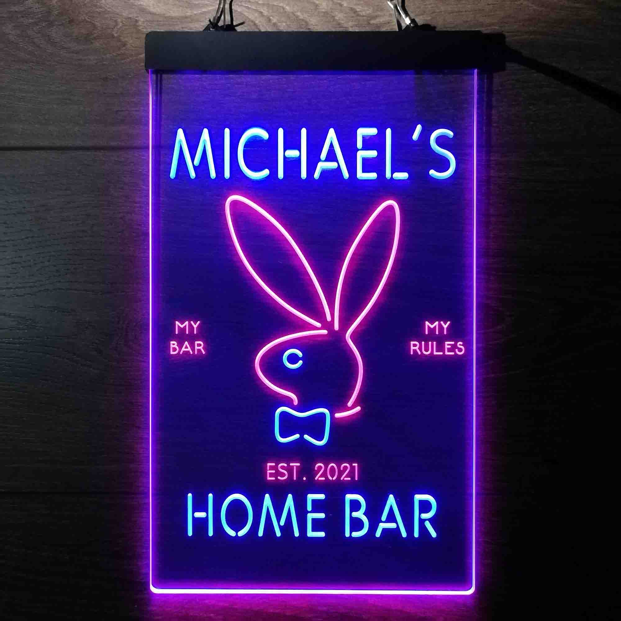 Custom Name Bunny Rabbit Kid Room D¨¦cor Home Bar Neon LED Sign