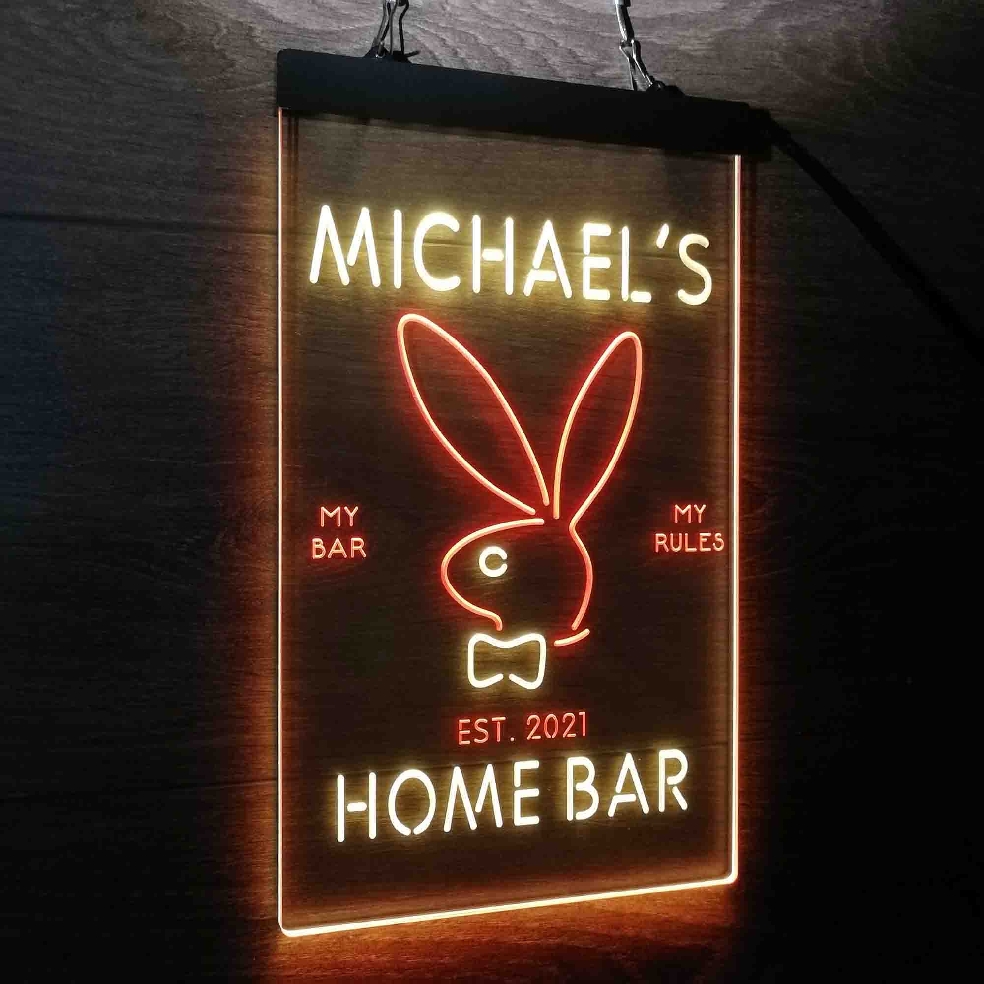 Custom Name Bunny Rabbit Kid Room D¨¦cor Home Bar Neon LED Sign