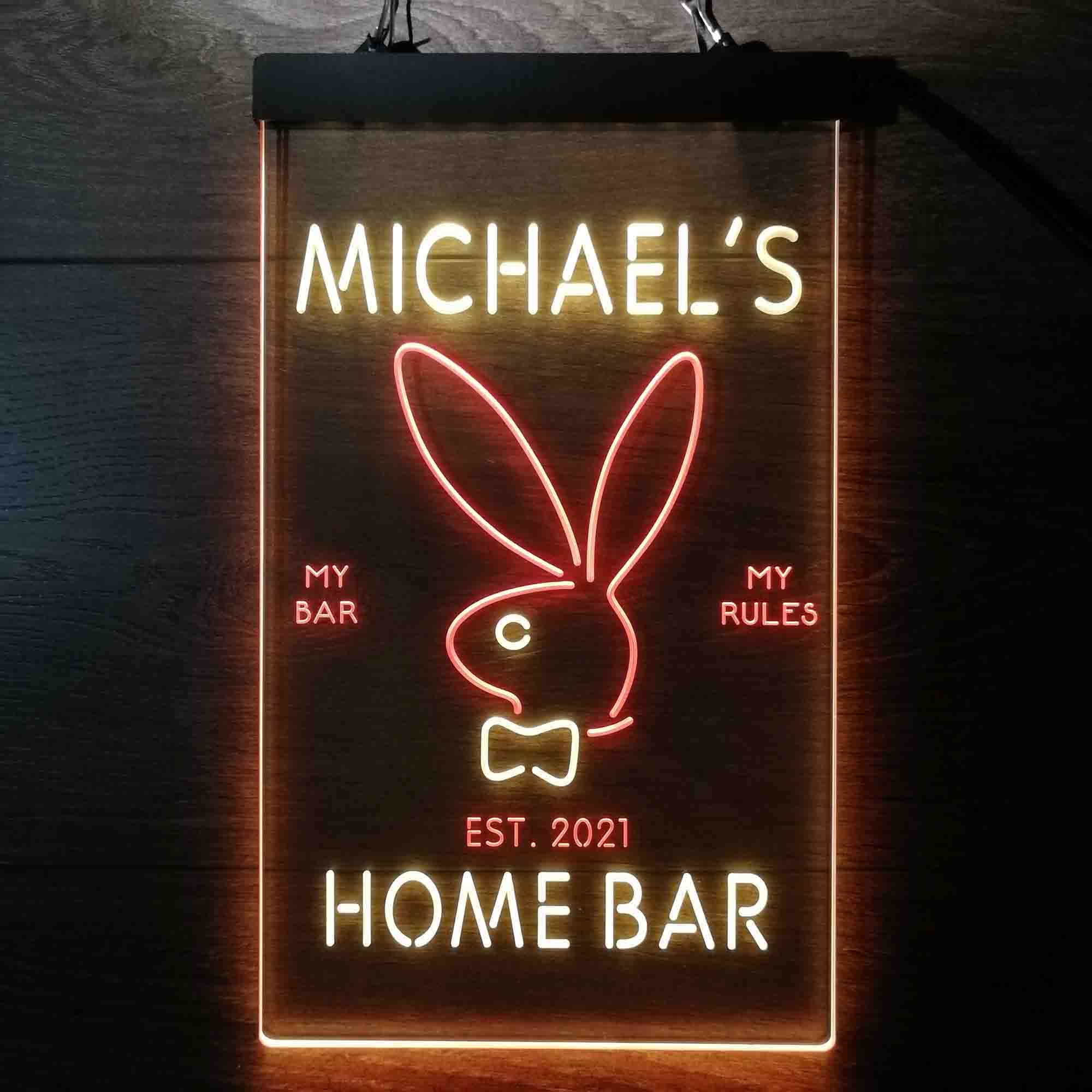 Custom Name Bunny Rabbit Kid Room D¨¦cor Home Bar Neon LED Sign