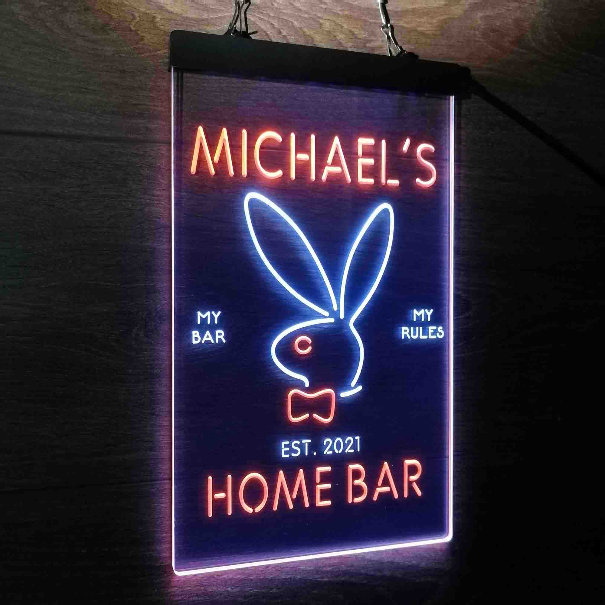 Custom Name Bunny Rabbit Kid Room D¨¦cor Home Bar Neon LED Sign