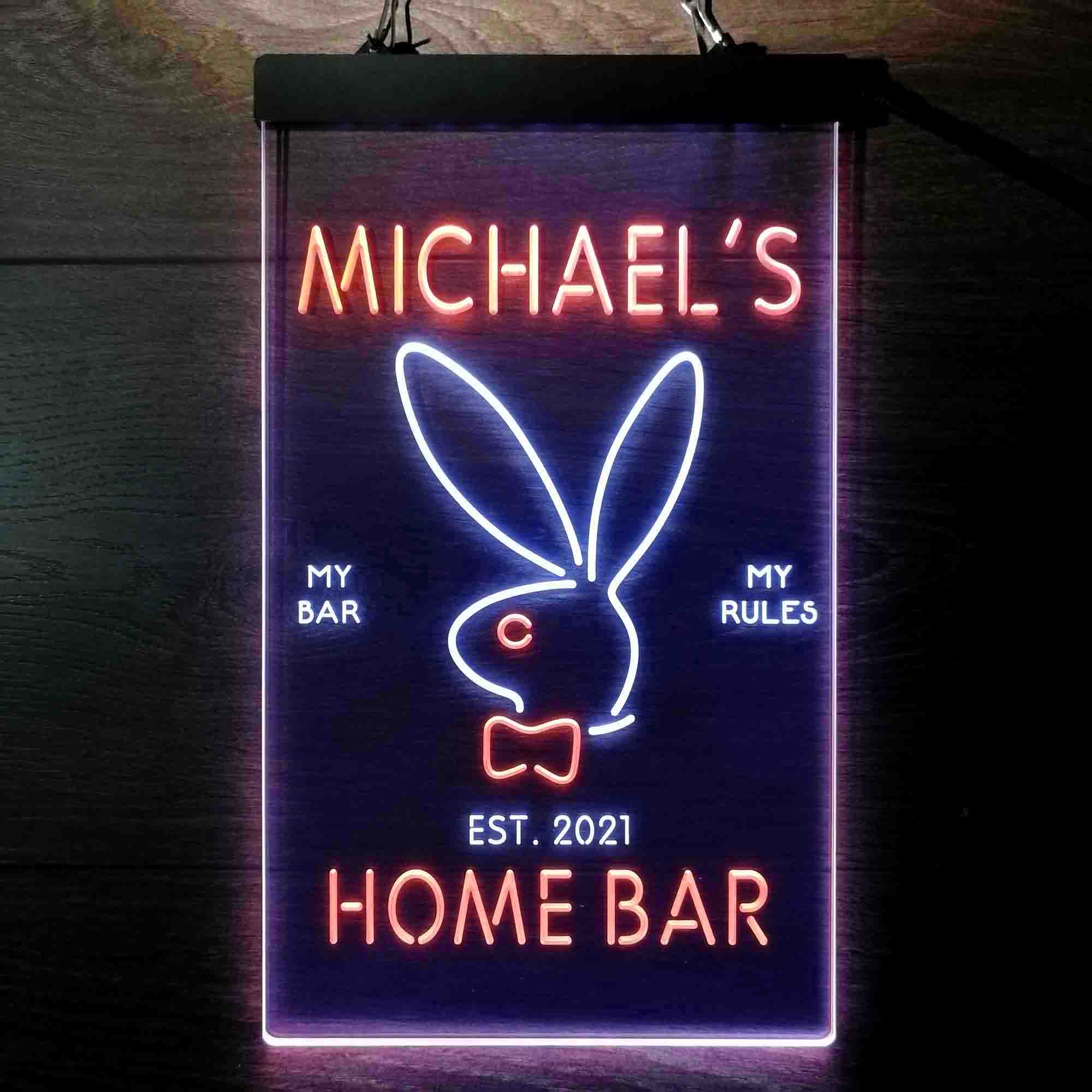 Custom Name Bunny Rabbit Kid Room D¨¦cor Home Bar Neon LED Sign