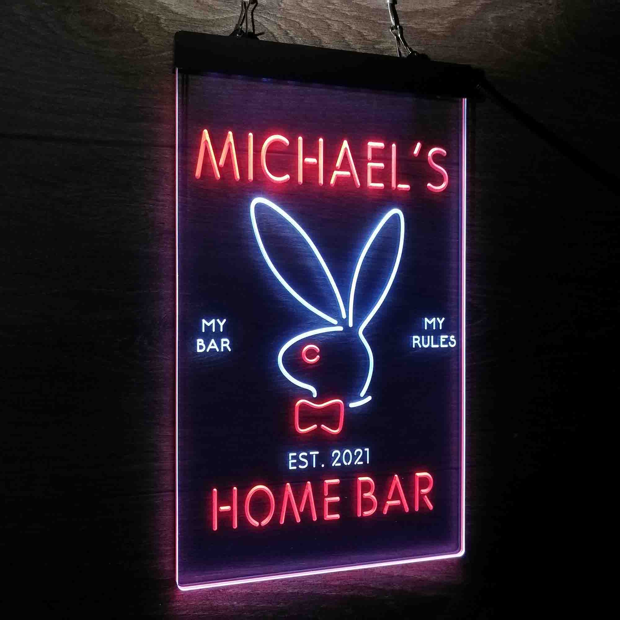 Custom Name Bunny Rabbit Kid Room D¨¦cor Home Bar Neon LED Sign