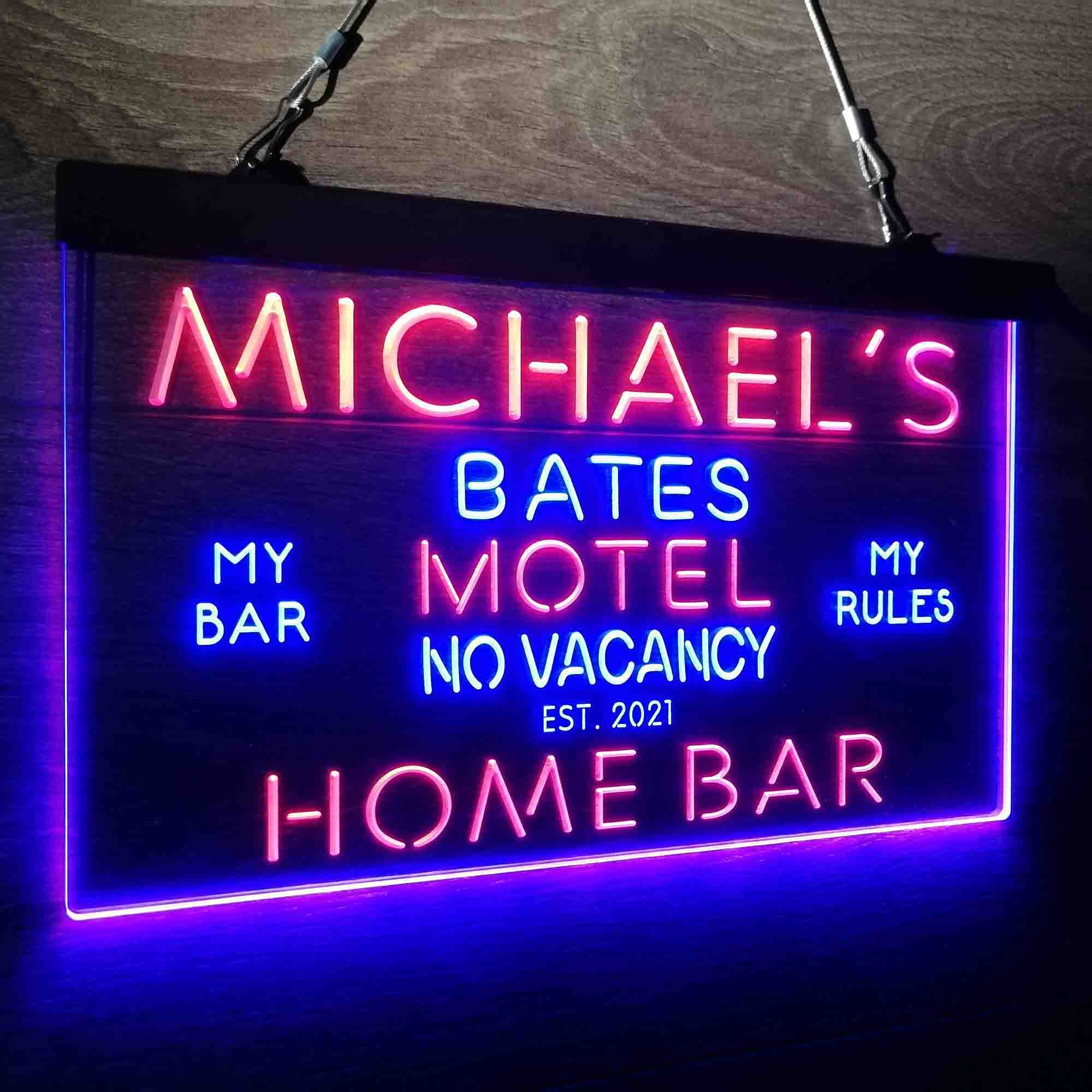 Custom Name Bates Motel No Vacancy Home Bar Neon LED Sign