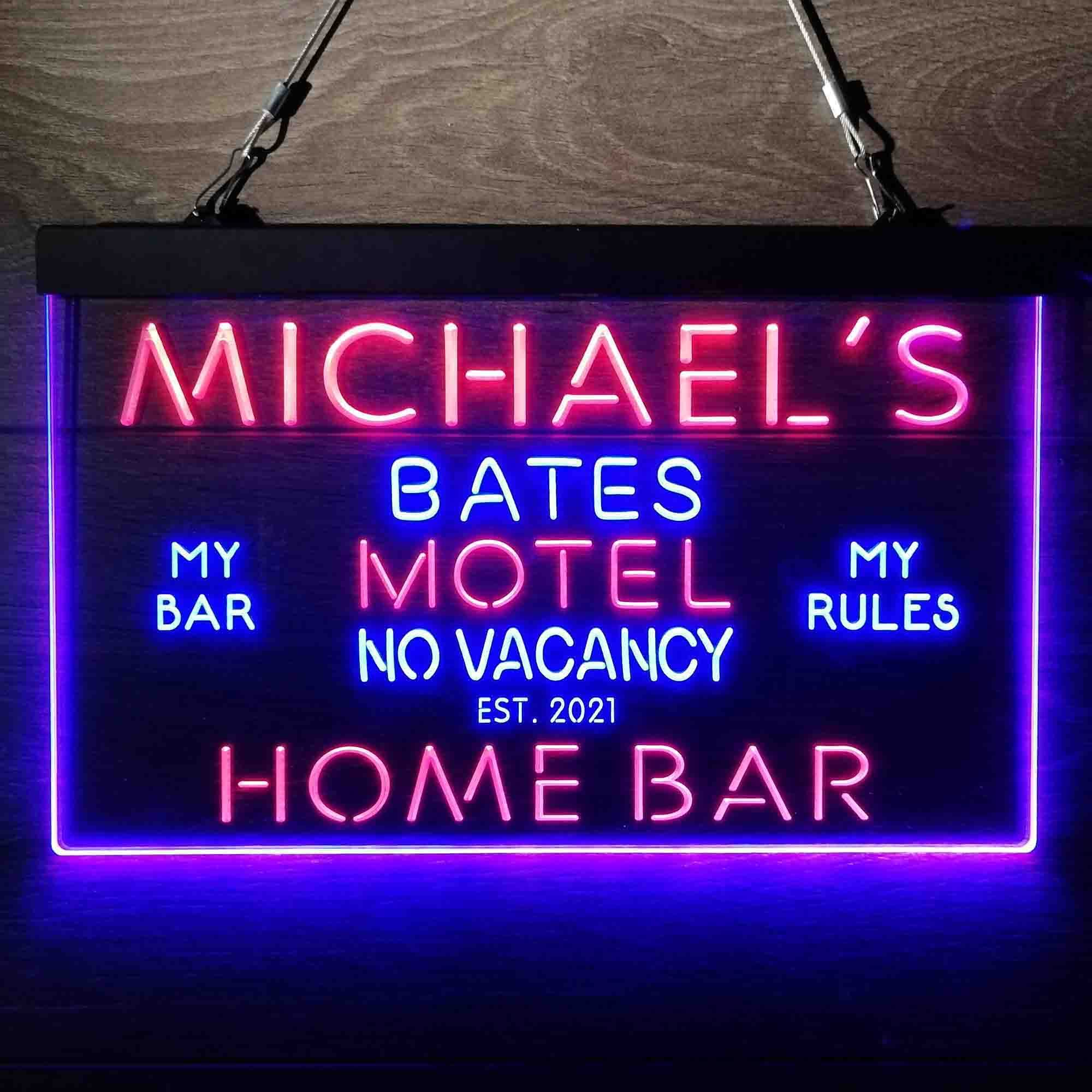 Custom Name Bates Motel No Vacancy Home Bar Neon LED Sign