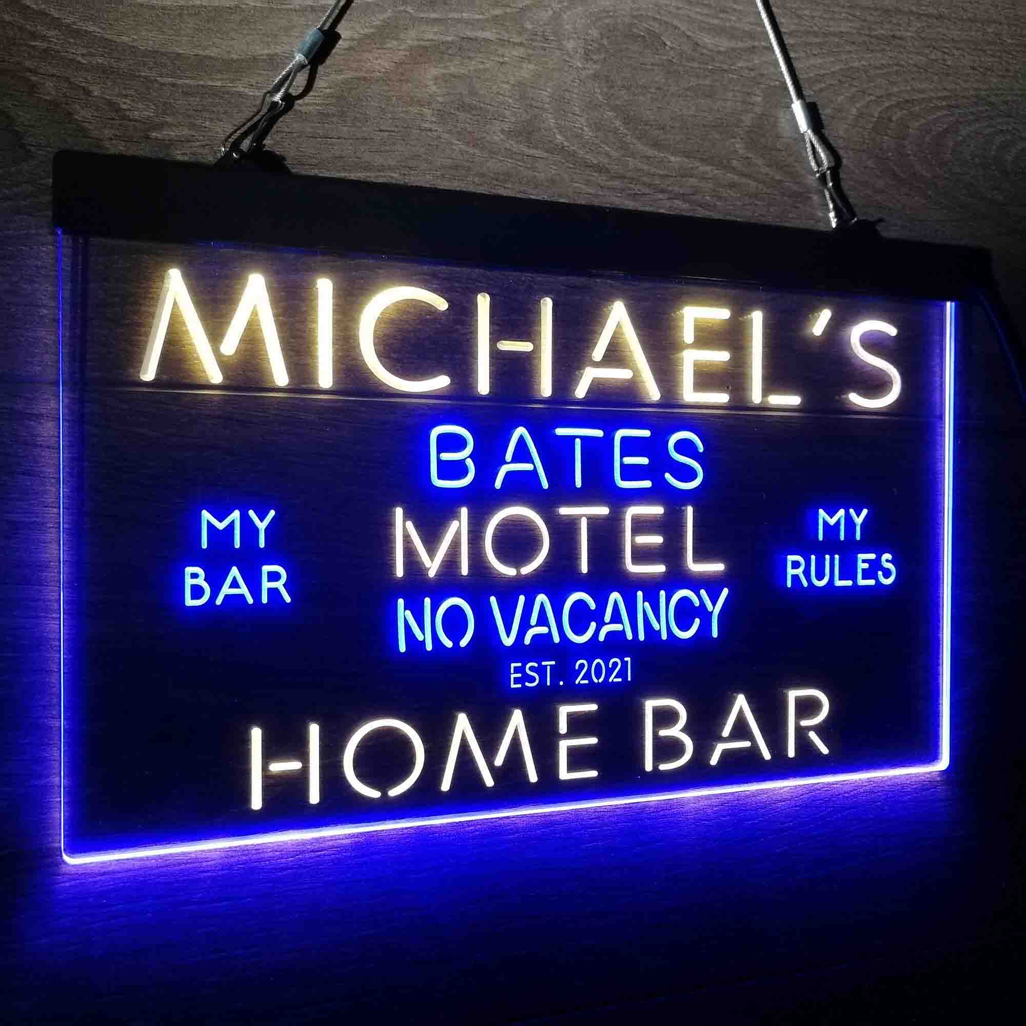 Custom Name Bates Motel No Vacancy Home Bar Neon LED Sign