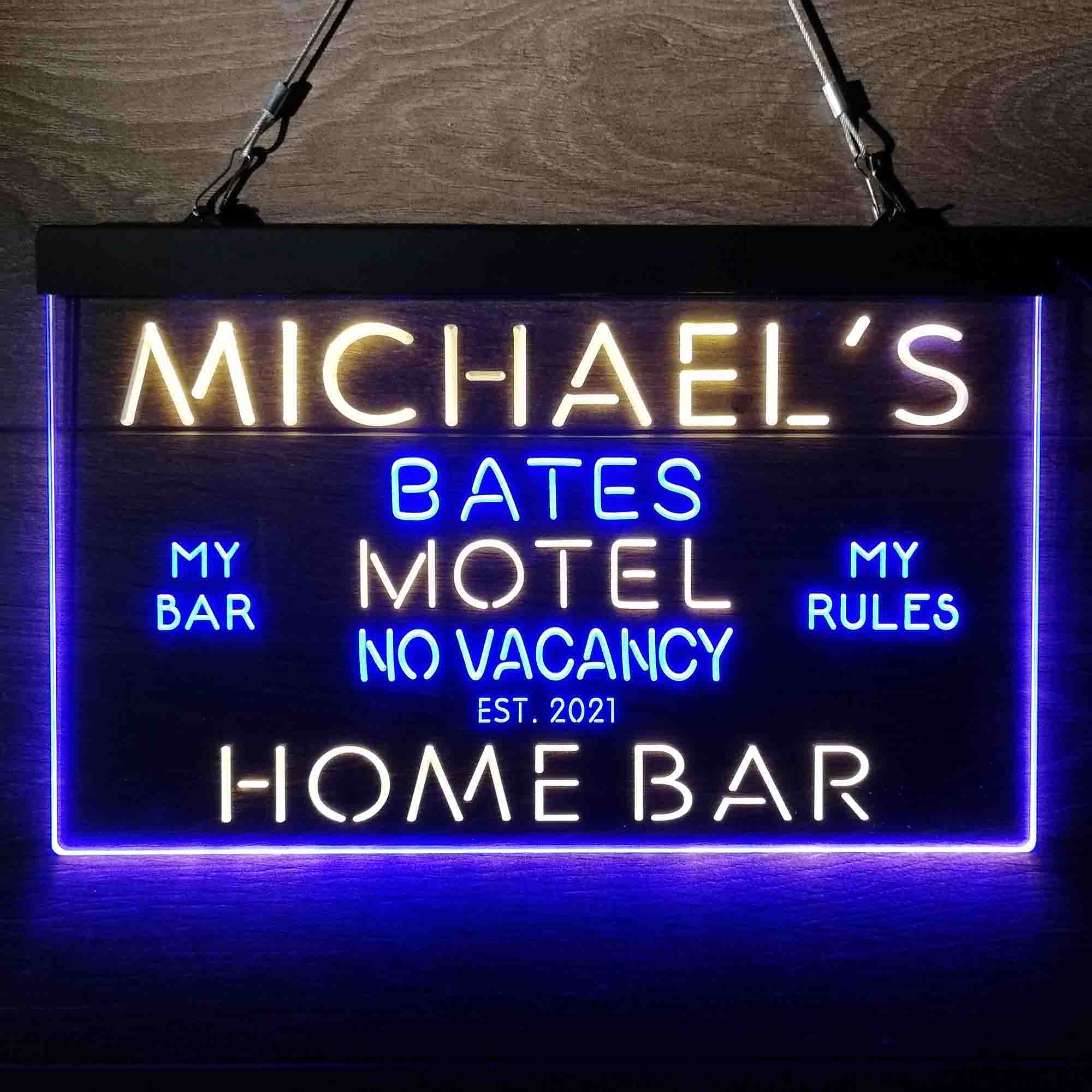 Custom Name Bates Motel No Vacancy Home Bar Neon LED Sign