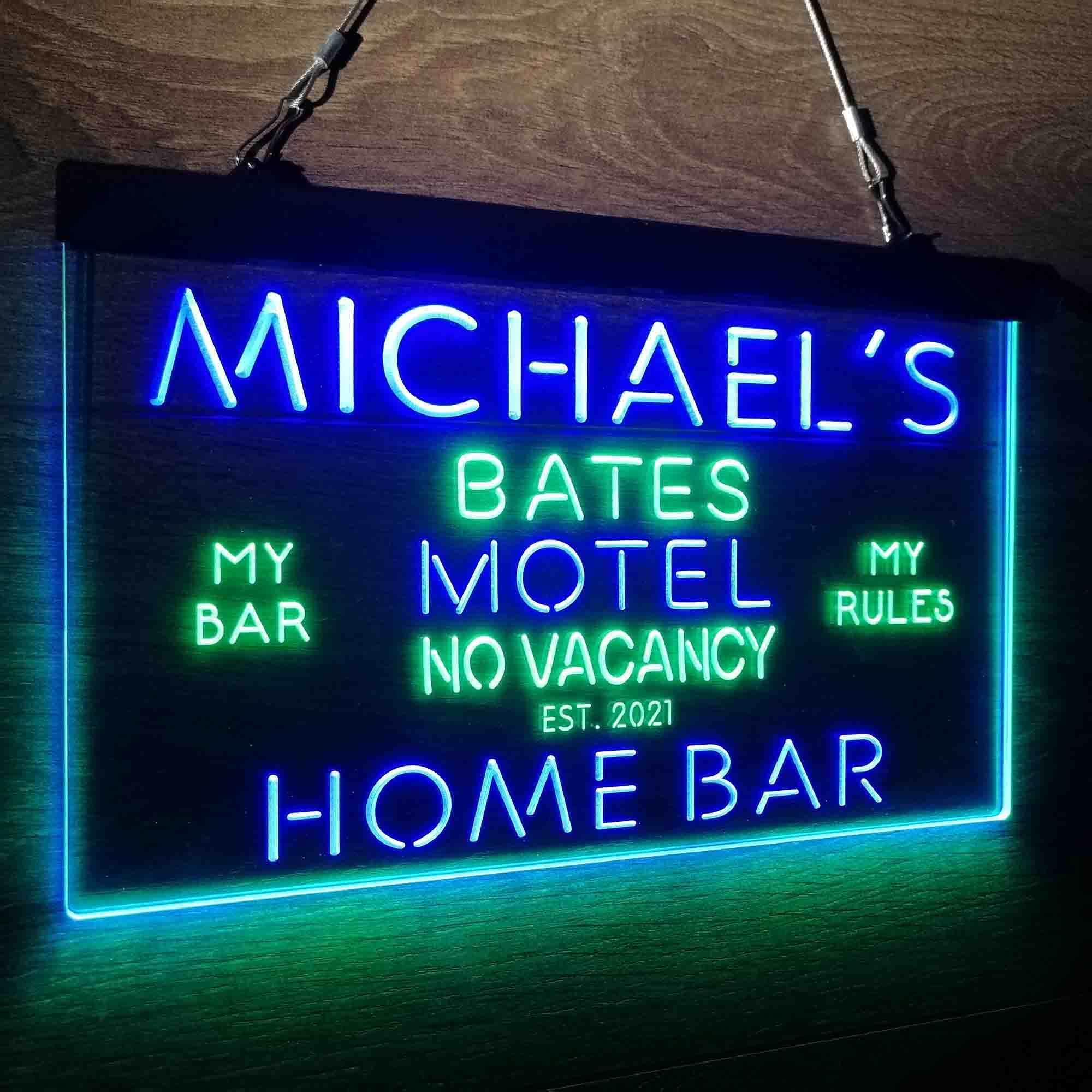 Custom Name Bates Motel No Vacancy Home Bar Neon LED Sign