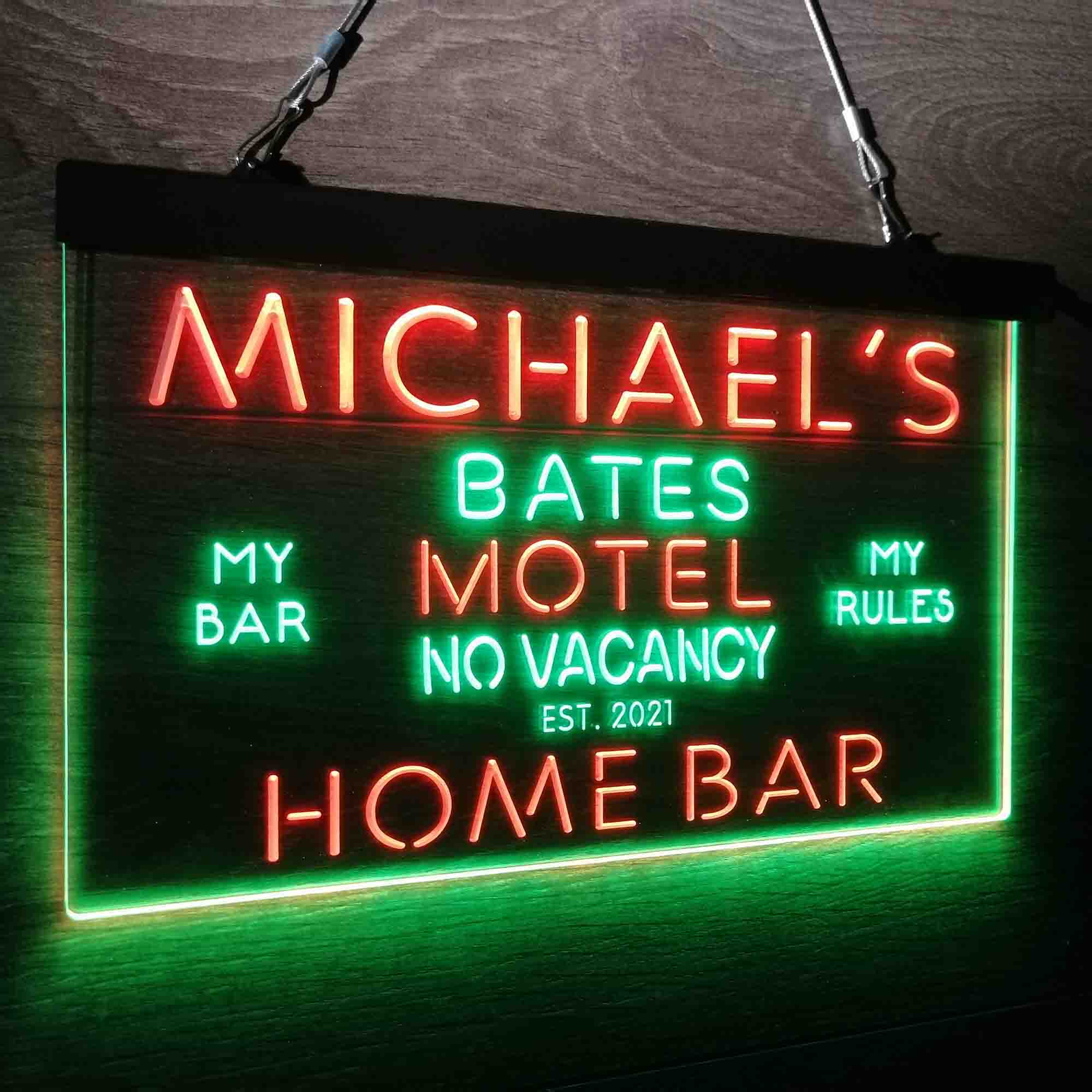 Custom Name Bates Motel No Vacancy Home Bar Neon LED Sign