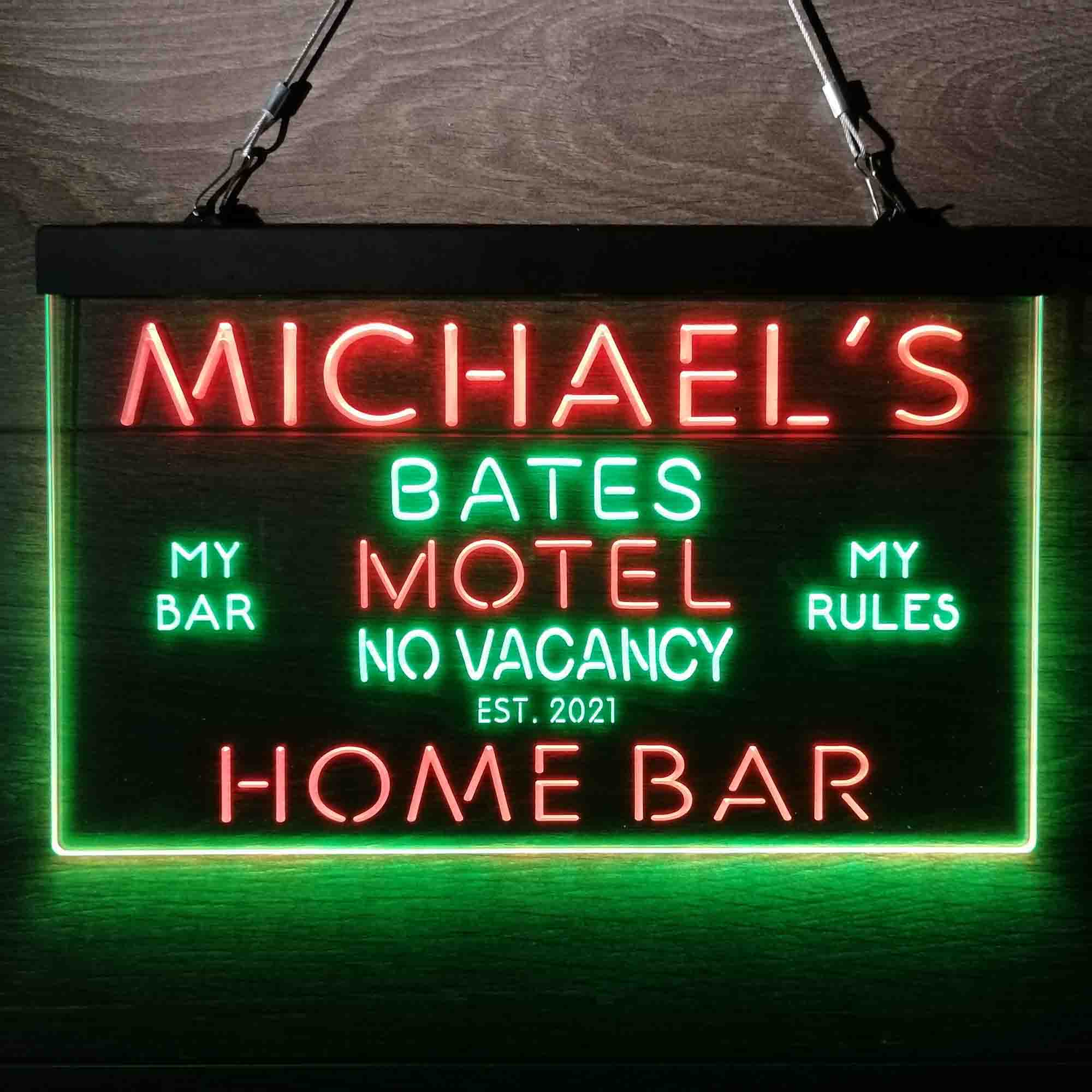 Custom Name Bates Motel No Vacancy Home Bar Neon LED Sign