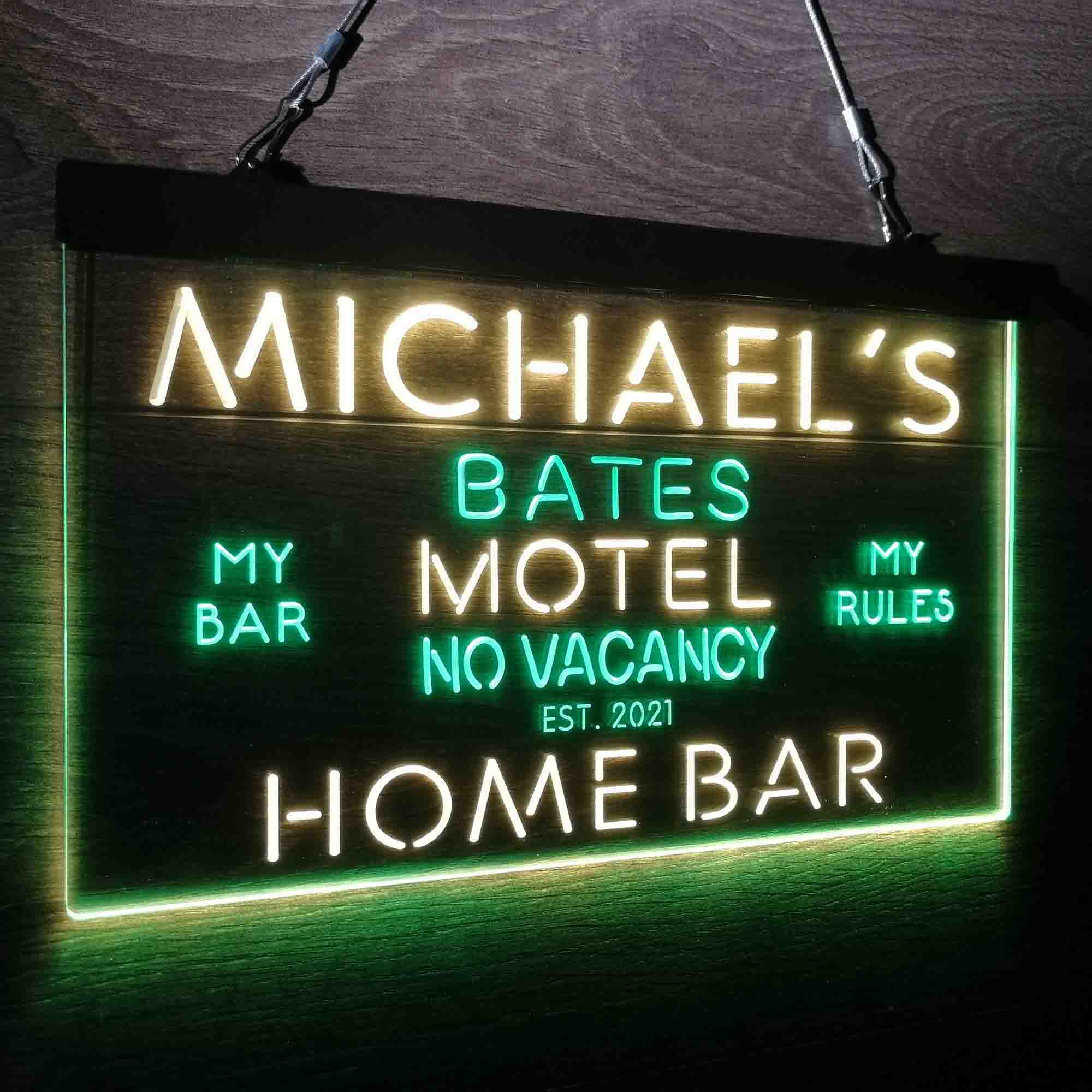 Custom Name Bates Motel No Vacancy Home Bar Neon LED Sign