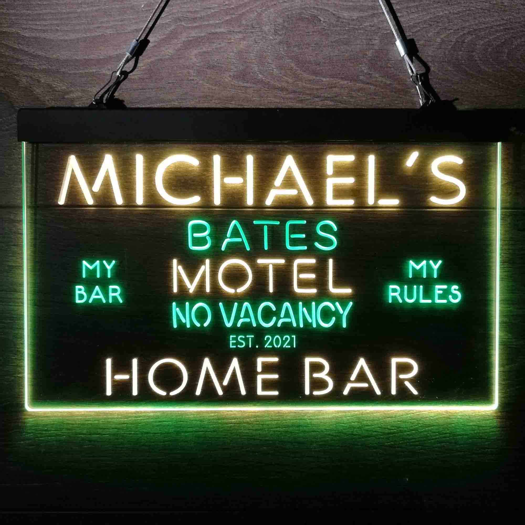 Custom Name Bates Motel No Vacancy Home Bar Neon LED Sign