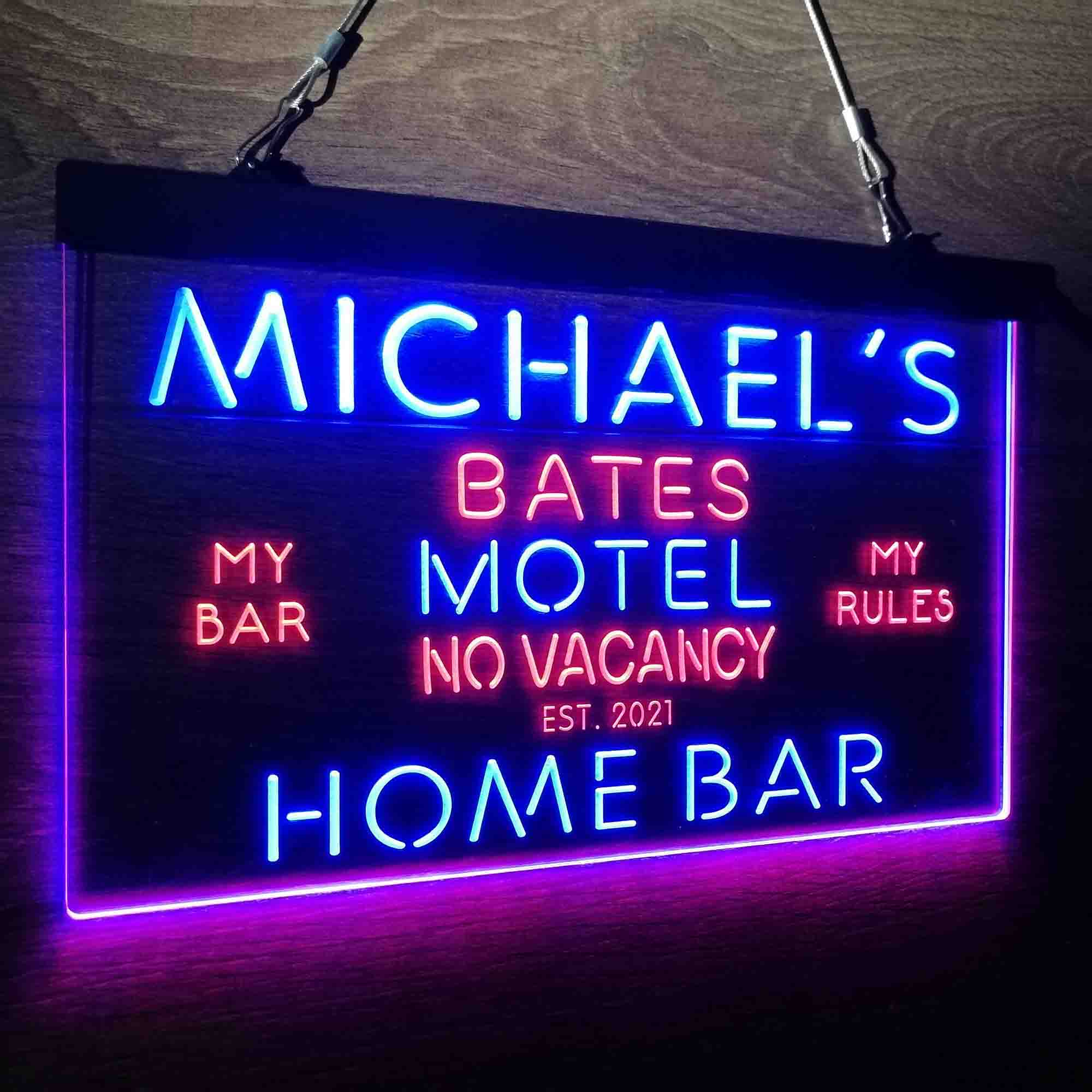 Custom Name Bates Motel No Vacancy Home Bar Neon LED Sign