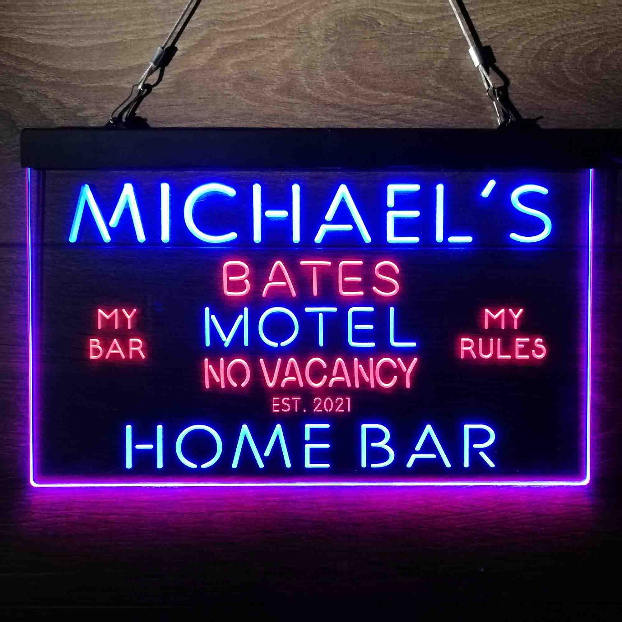 Custom Name Bates Motel No Vacancy Home Bar Neon LED Sign