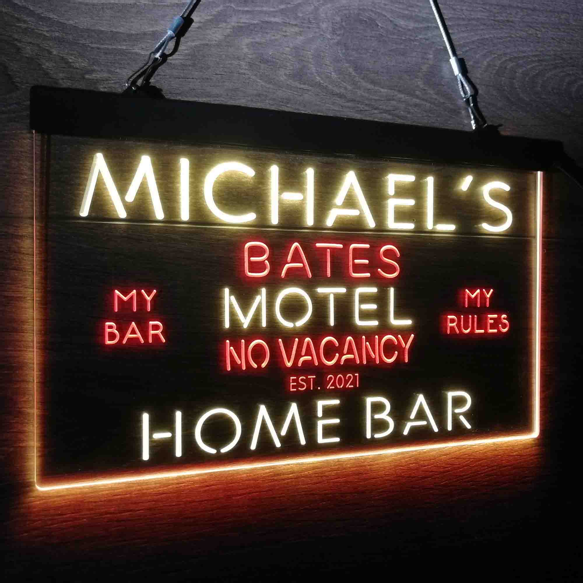 Custom Name Bates Motel No Vacancy Home Bar Neon LED Sign