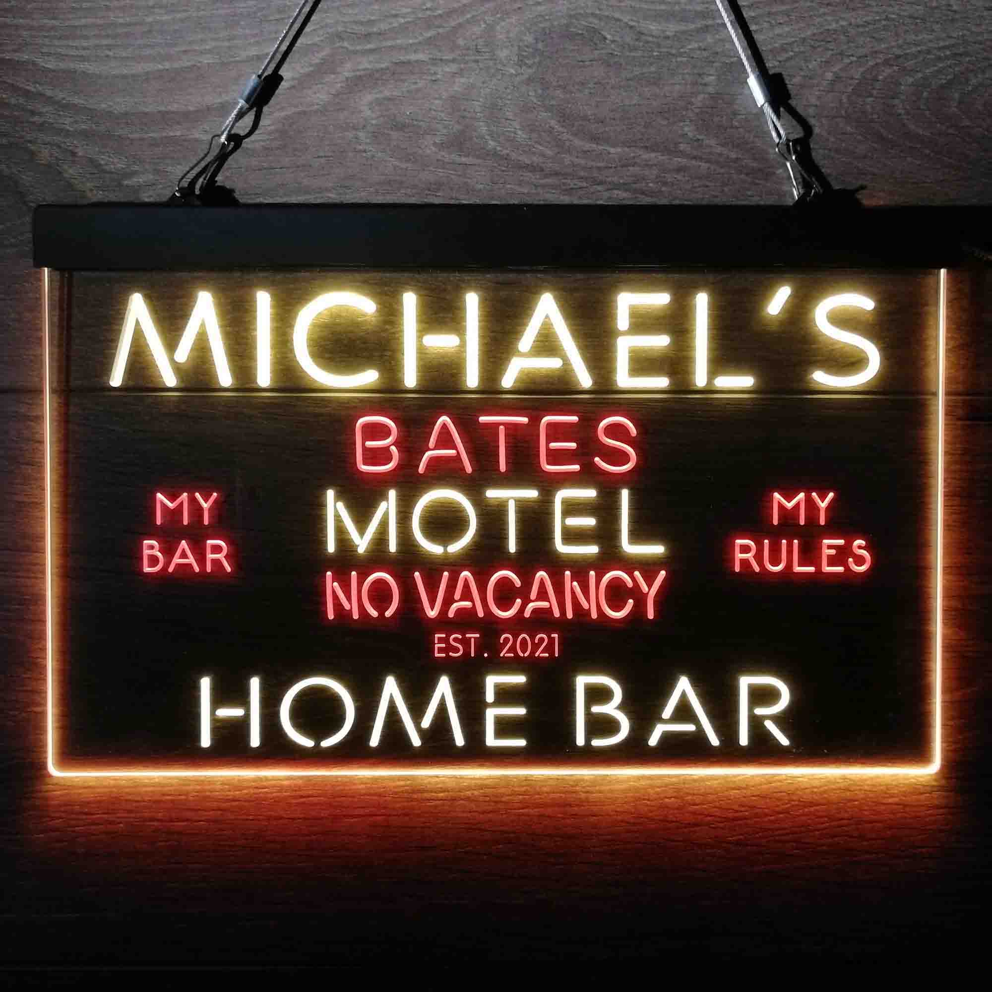 Custom Name Bates Motel No Vacancy Home Bar Neon LED Sign