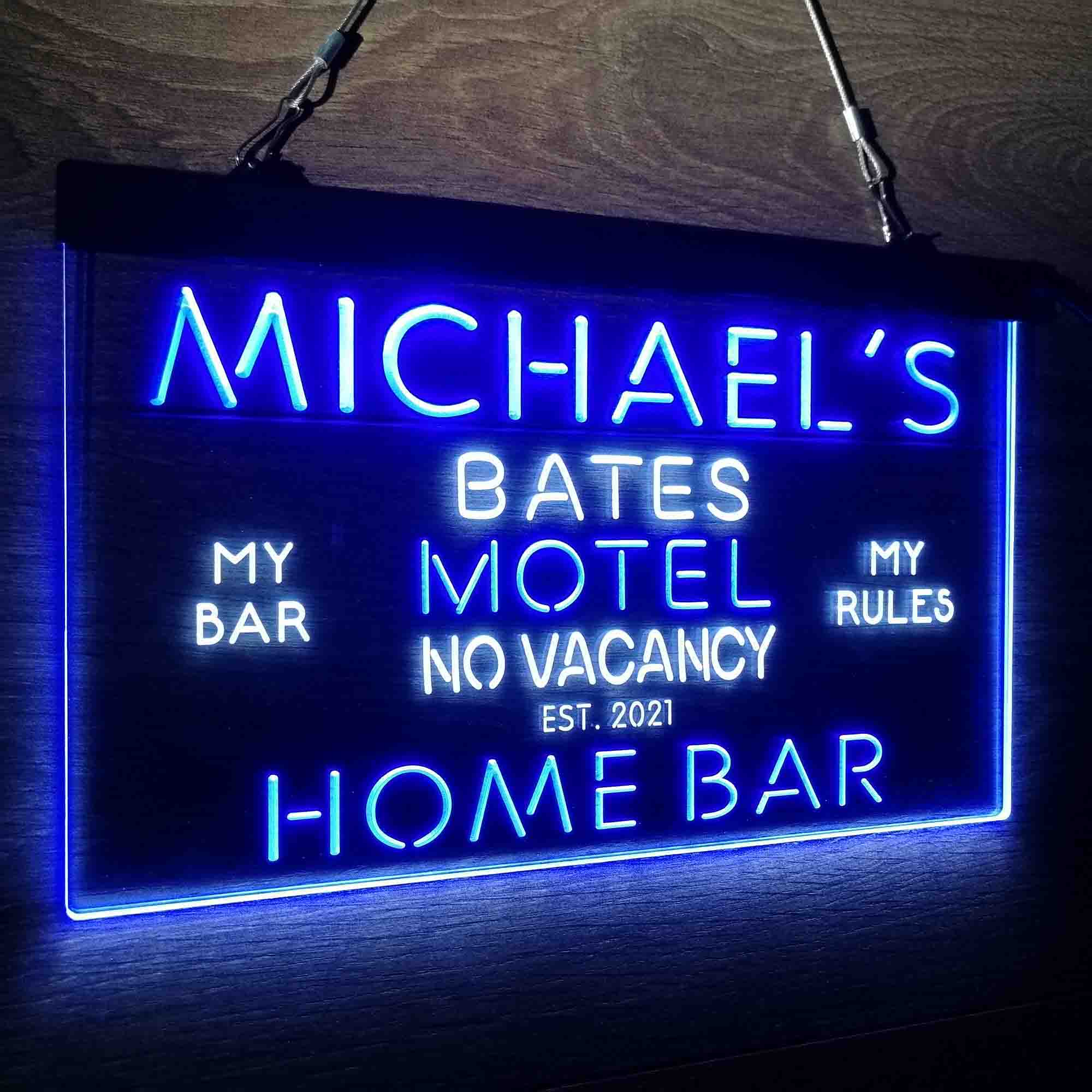 Custom Name Bates Motel No Vacancy Home Bar Neon LED Sign