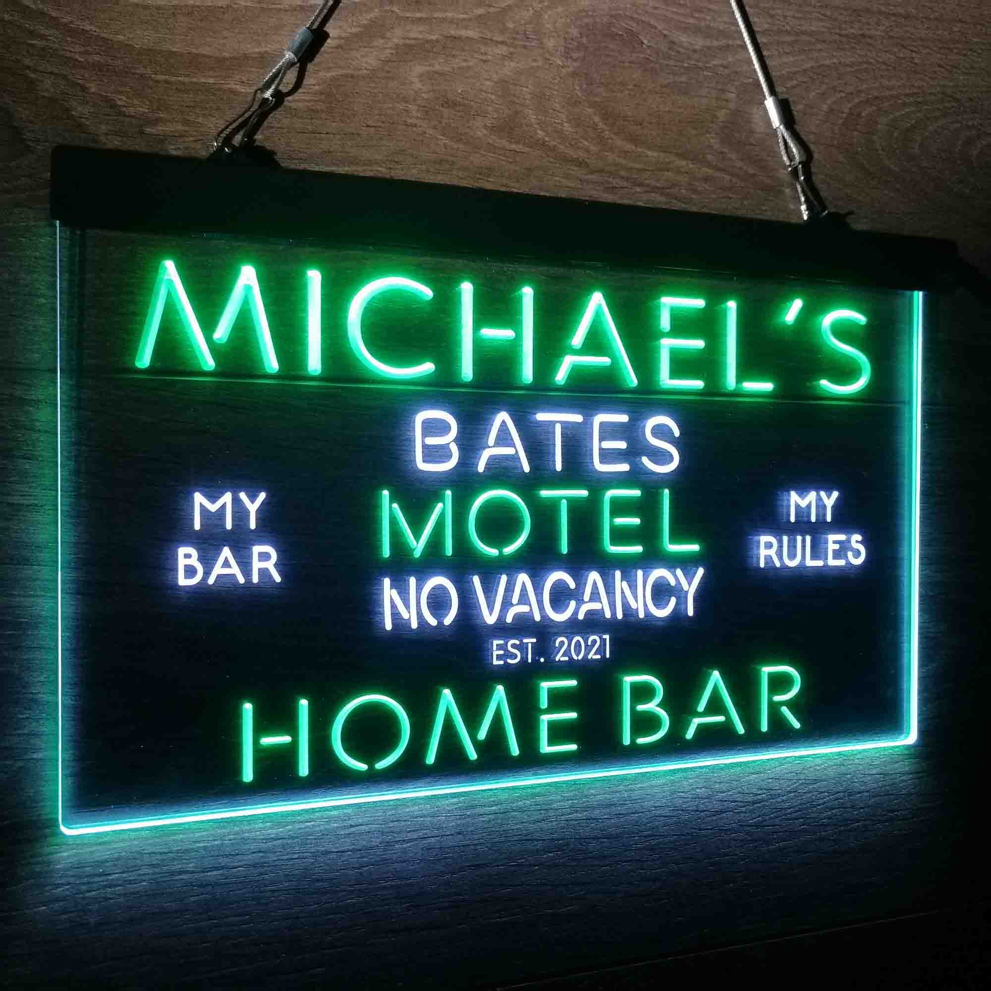 Custom Name Bates Motel No Vacancy Home Bar Neon LED Sign