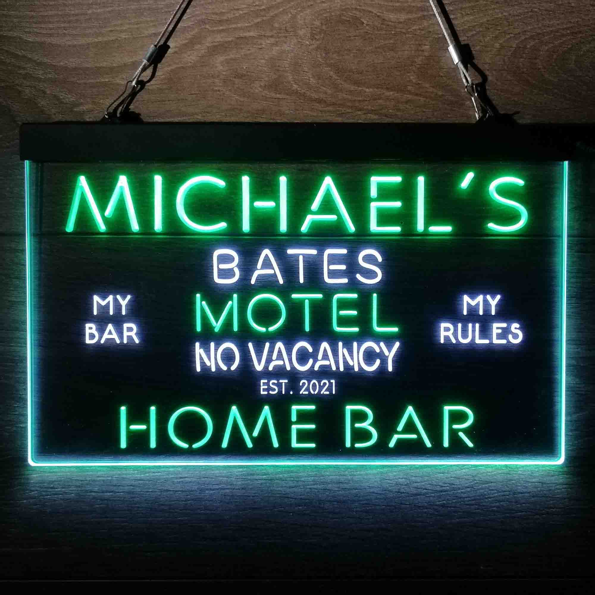 Custom Name Bates Motel No Vacancy Home Bar Neon LED Sign