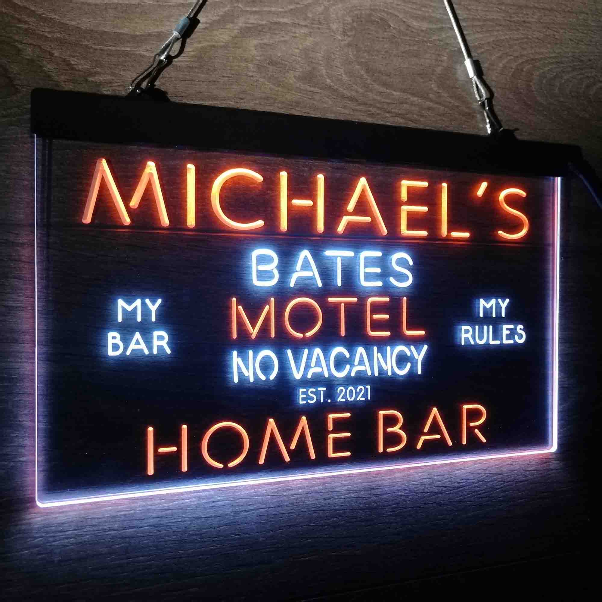 Custom Name Bates Motel No Vacancy Home Bar Neon LED Sign