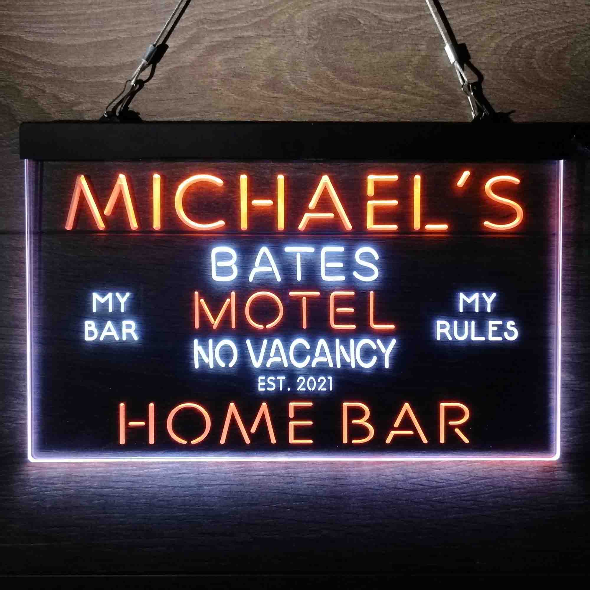 Custom Name Bates Motel No Vacancy Home Bar Neon LED Sign