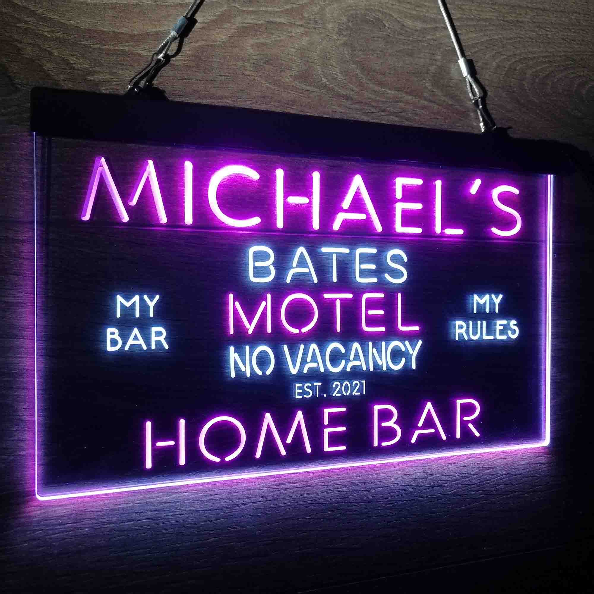 Custom Name Bates Motel No Vacancy Home Bar Neon LED Sign