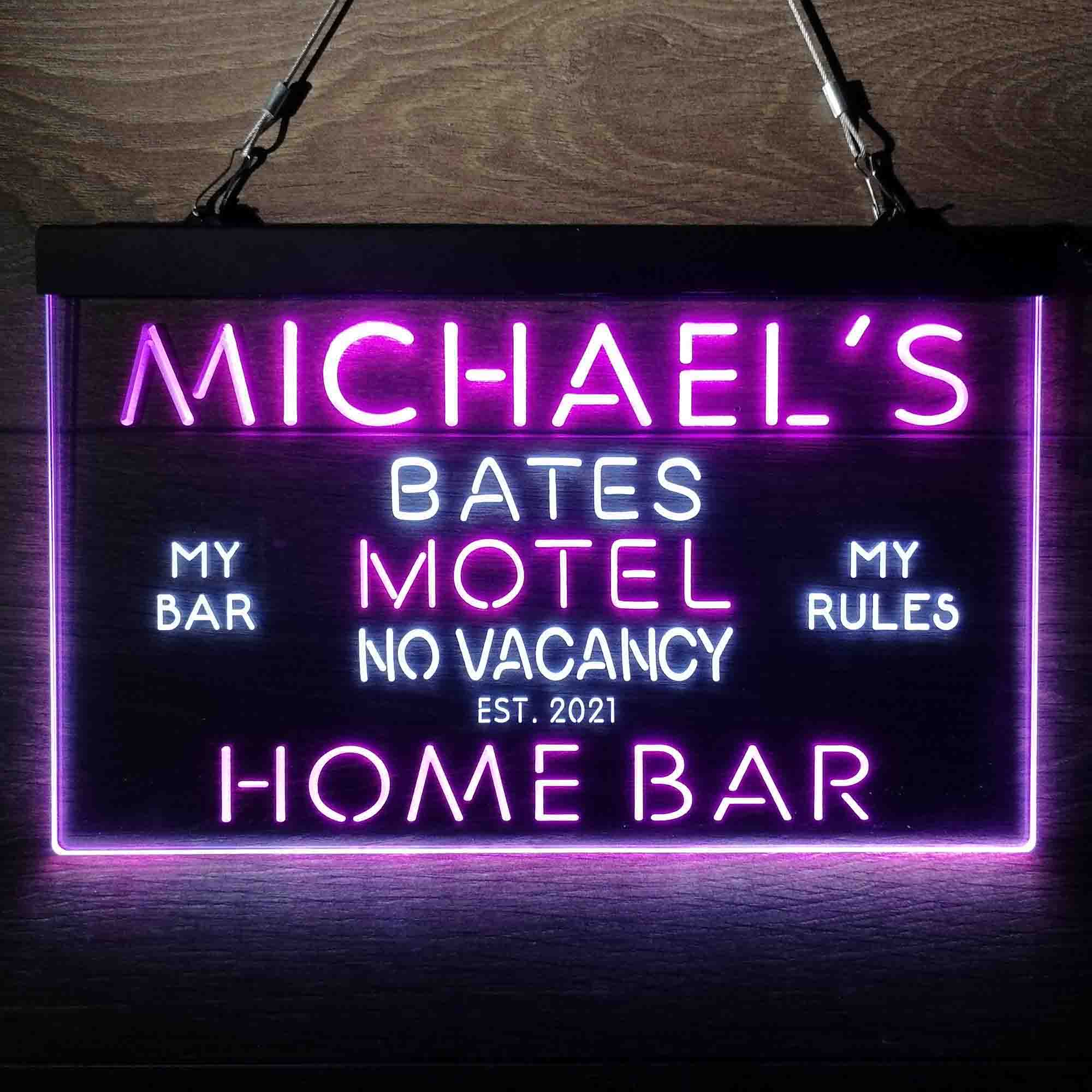 Custom Name Bates Motel No Vacancy Home Bar Neon LED Sign