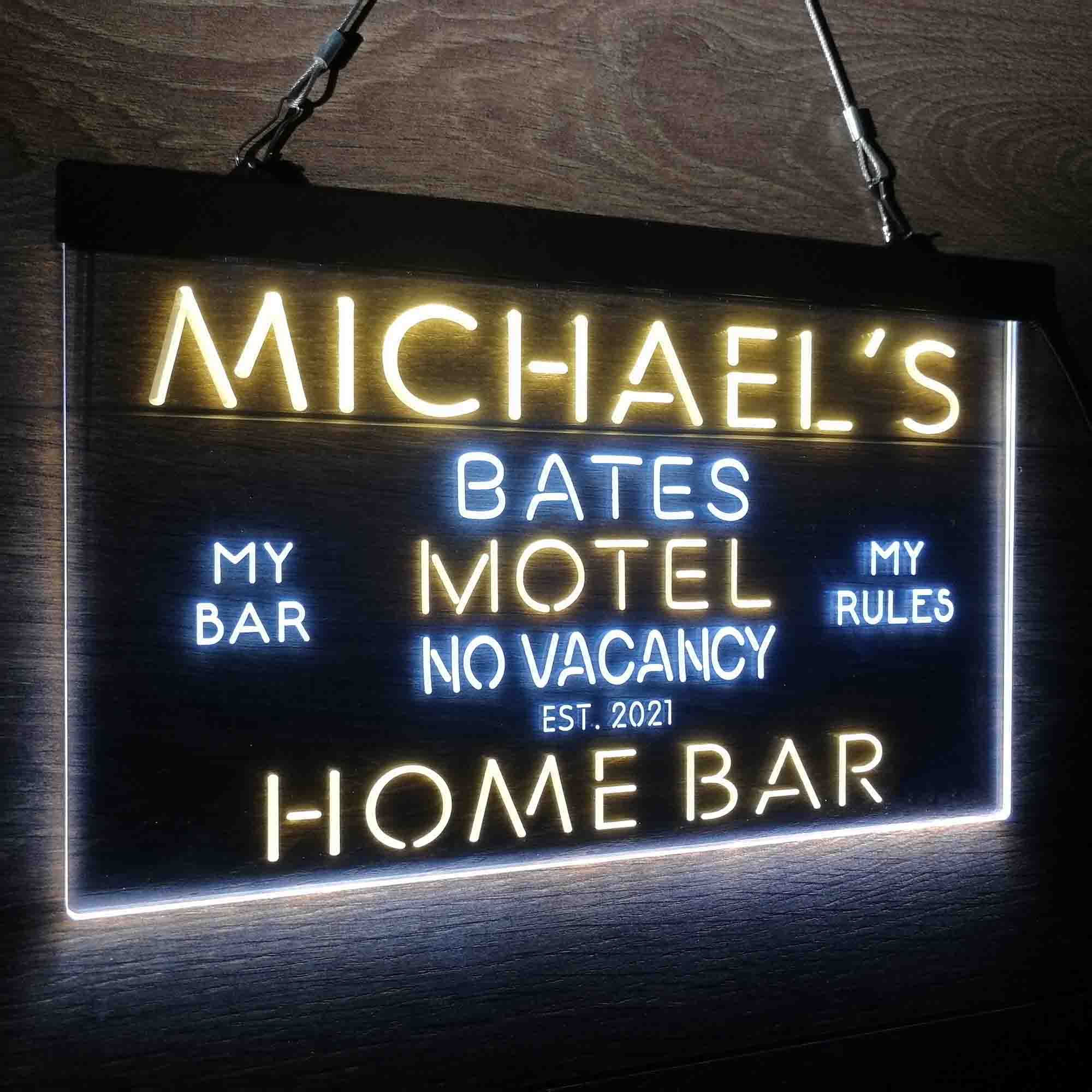 Custom Name Bates Motel No Vacancy Home Bar Neon LED Sign