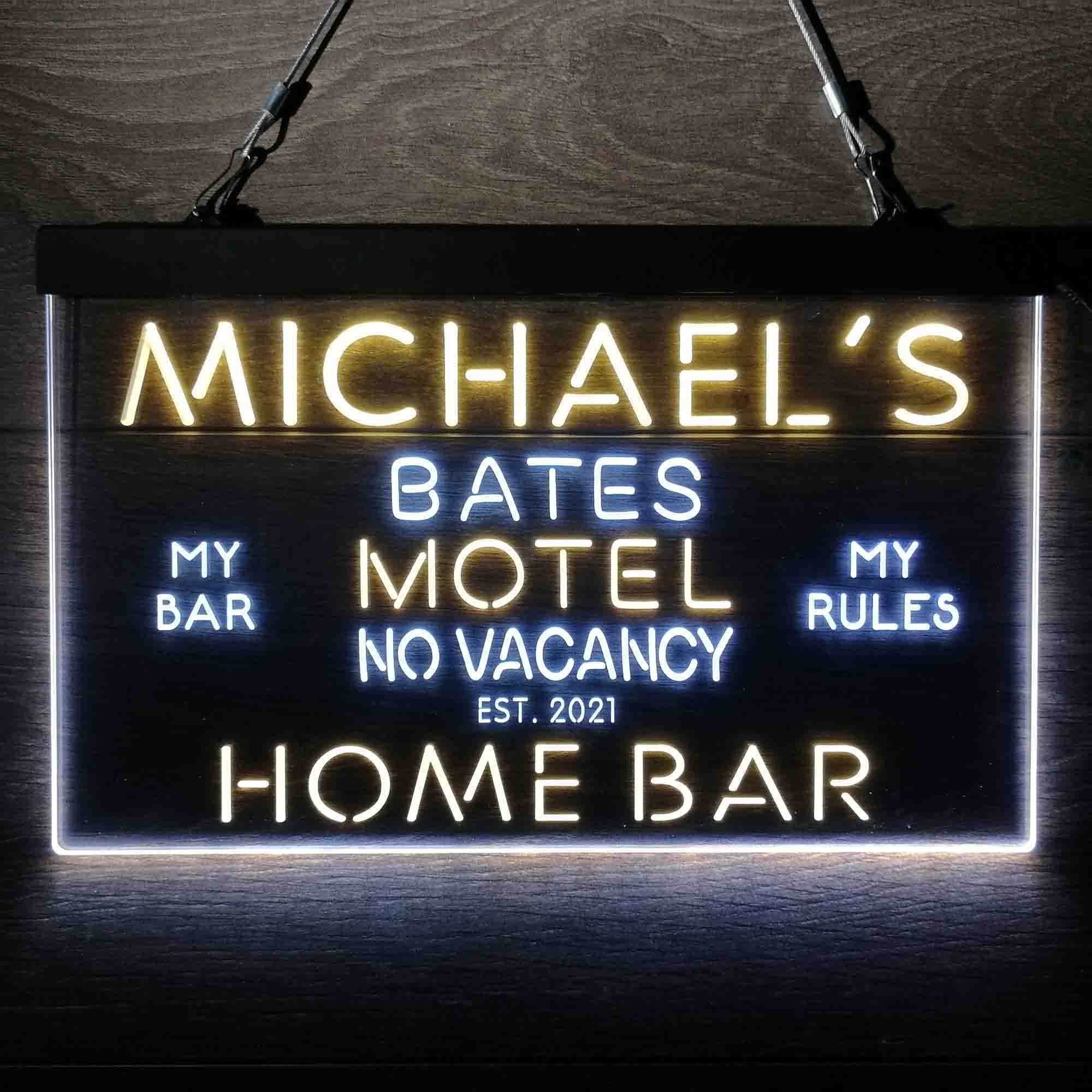 Custom Name Bates Motel No Vacancy Home Bar Neon LED Sign