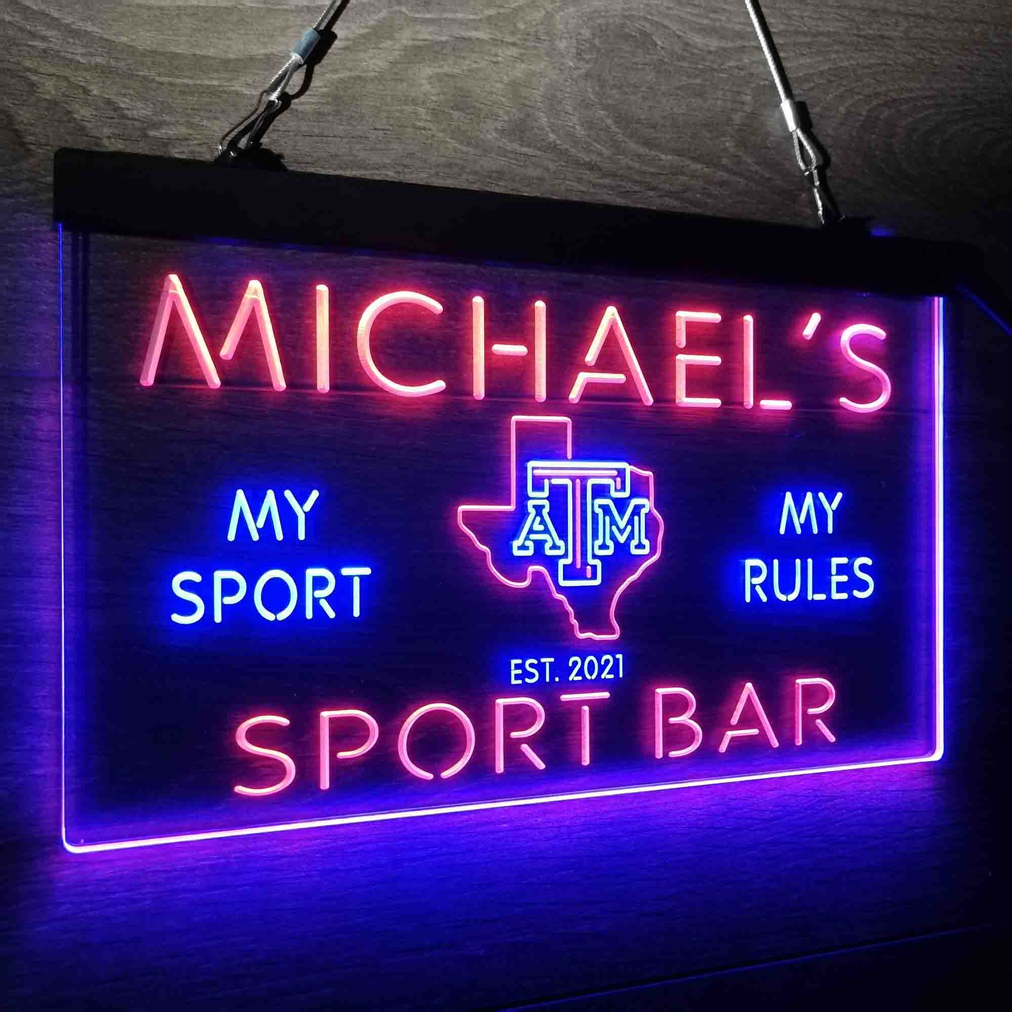 Custom Name Texas Univ. Sport Team Aggies Home Bar Neon LED Sign