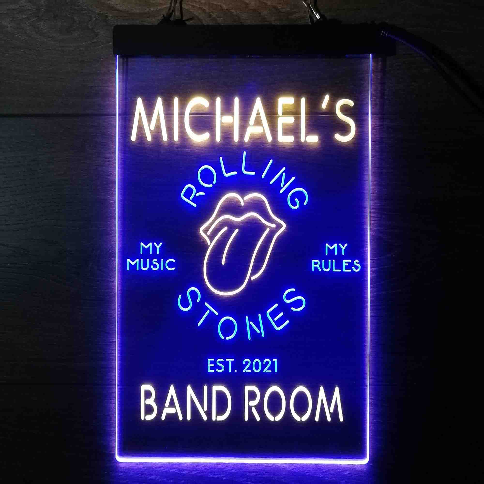 Custom Name Rolling Stone Music Bar Club Home Bar Neon LED Sign