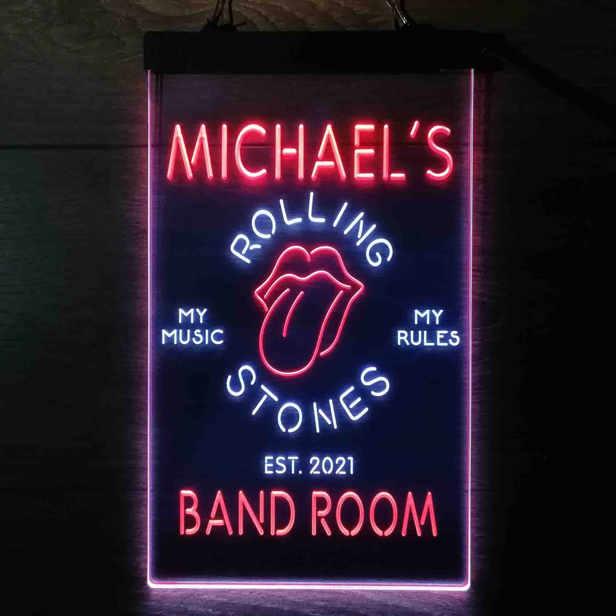 Custom Name Rolling Stone Music Bar Club Home Bar Neon LED Sign