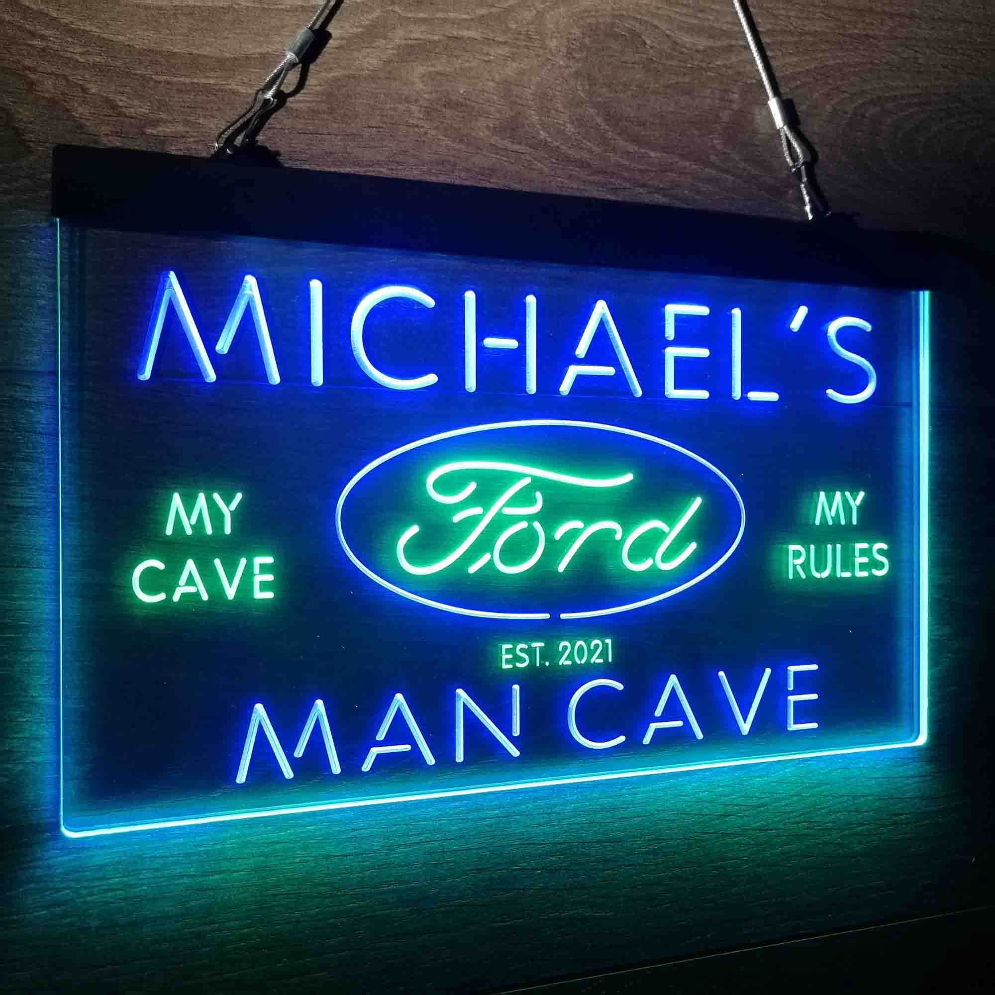 Custom Name Ford Badge Car Truck Bar Home Bar Neon LED Sign