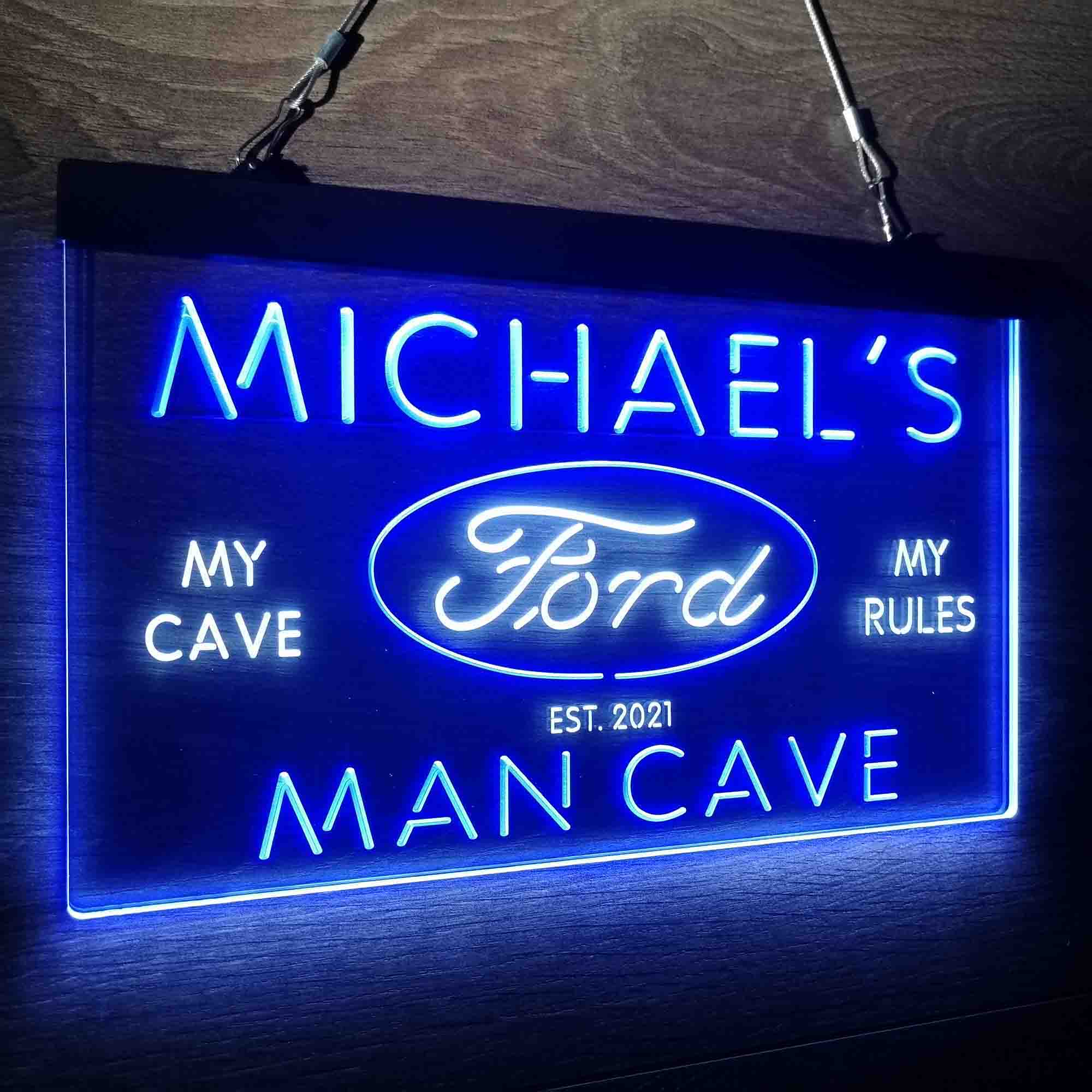 Custom Name Ford Badge Car Truck Bar Home Bar Neon LED Sign