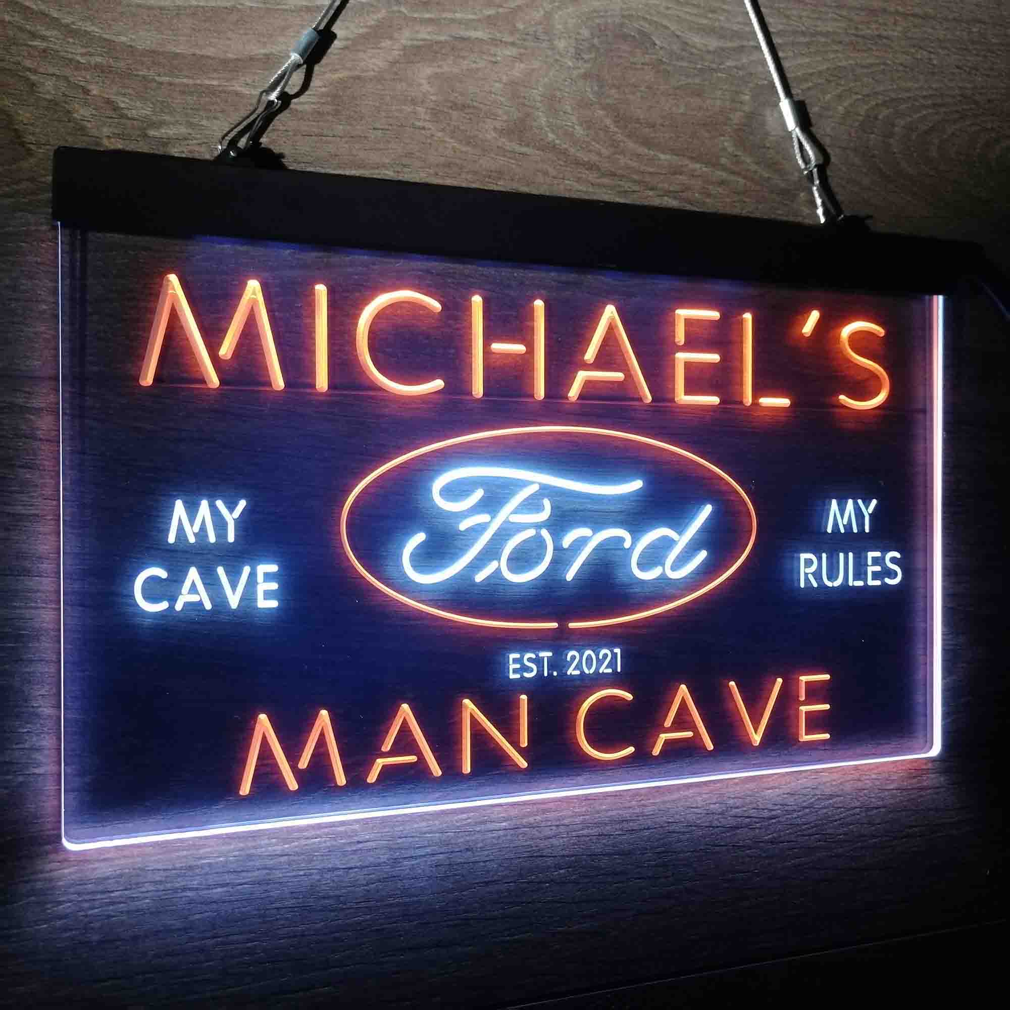 Custom Name Ford Badge Car Truck Bar Home Bar Neon LED Sign