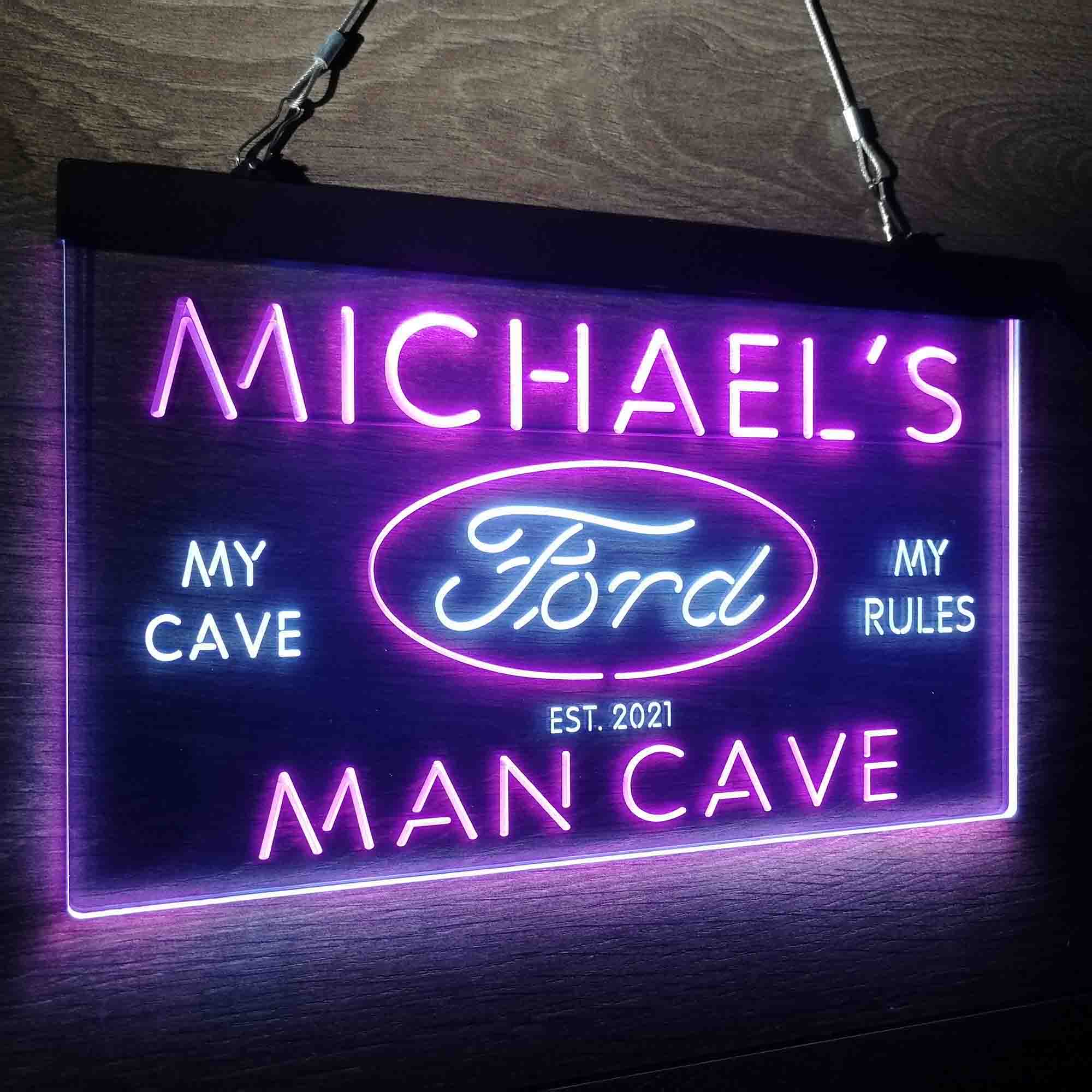 Custom Name Ford Badge Car Truck Bar Home Bar Neon LED Sign