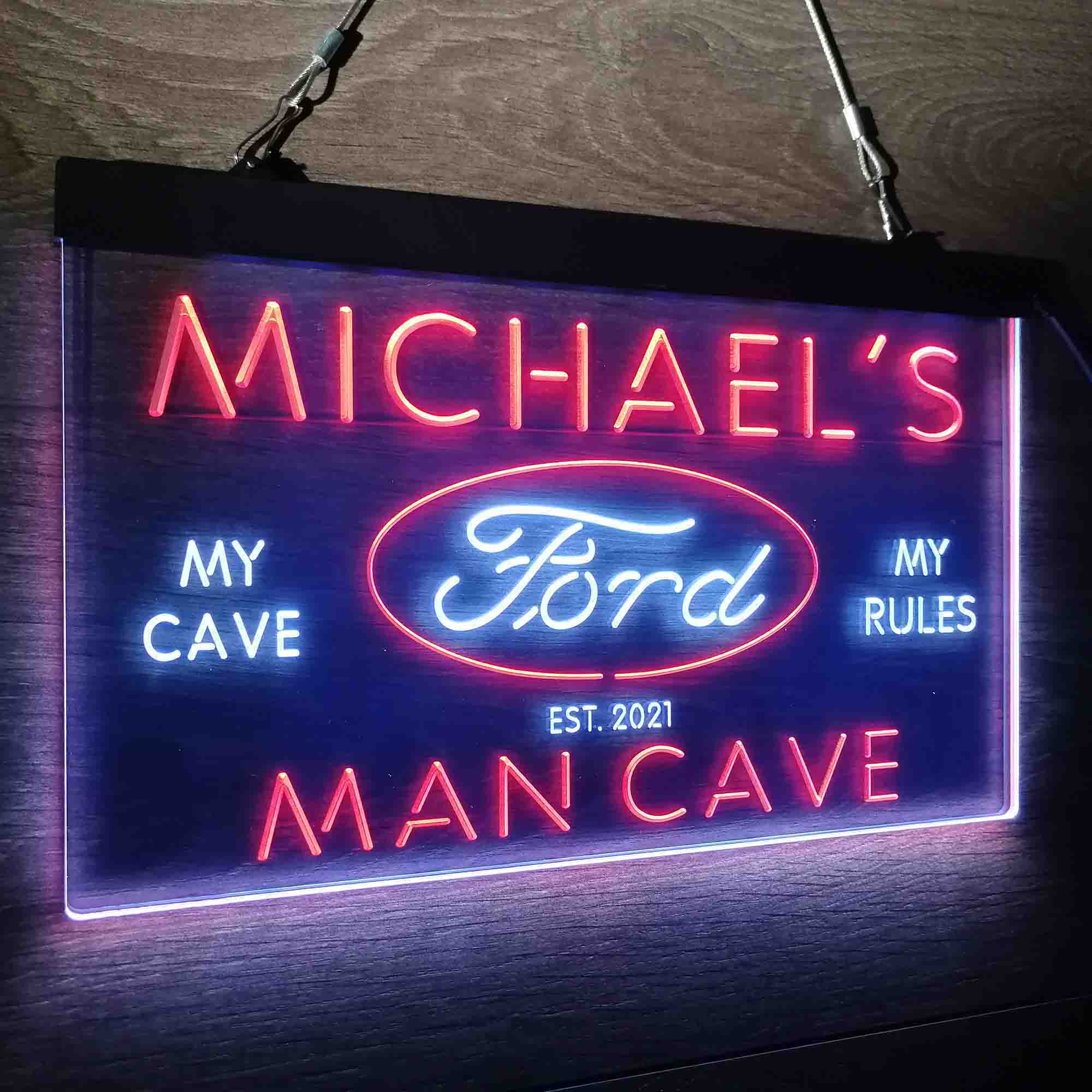 Custom Name Ford Badge Car Truck Bar Home Bar Neon LED Sign