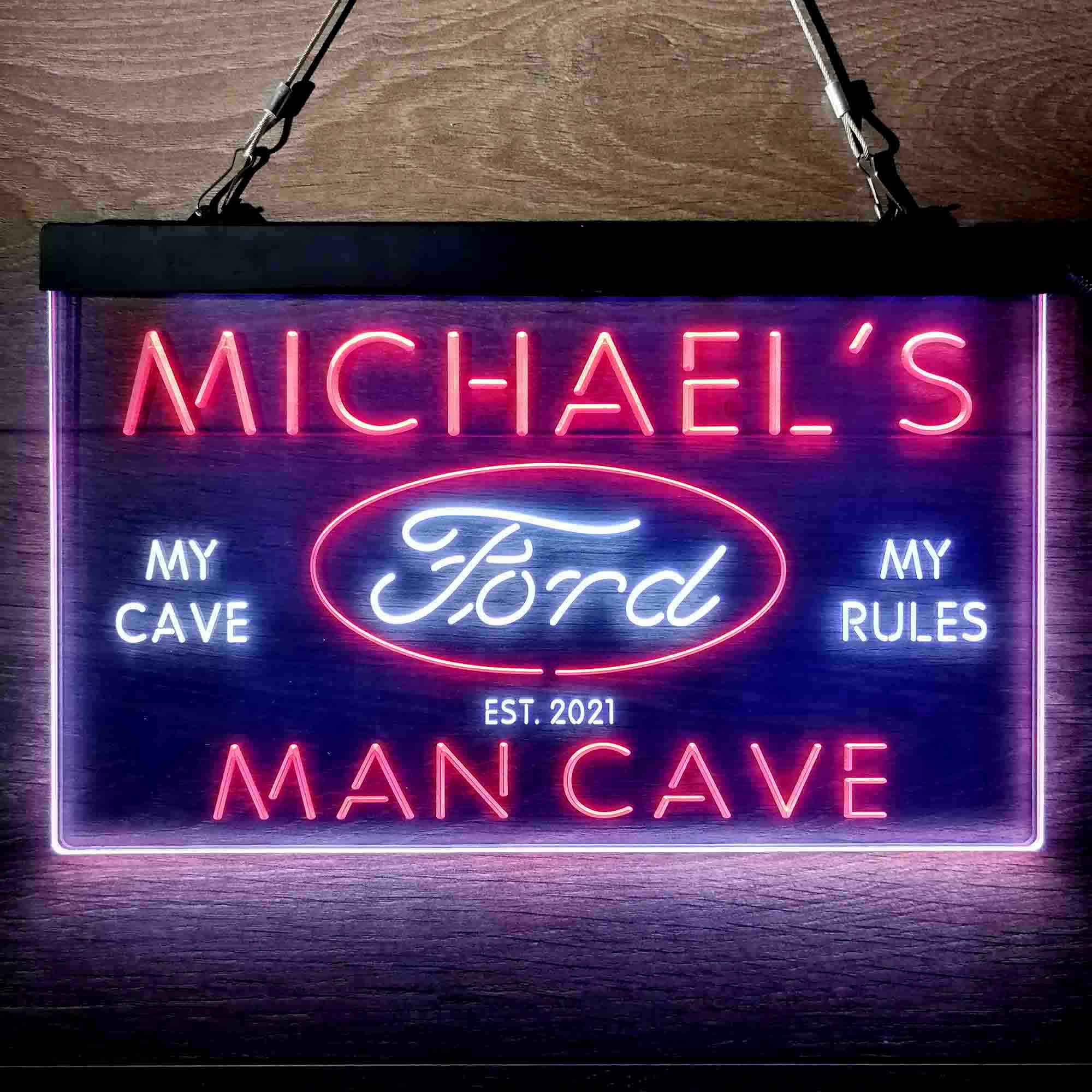 Custom Name Ford Badge Car Truck Bar Home Bar Neon LED Sign