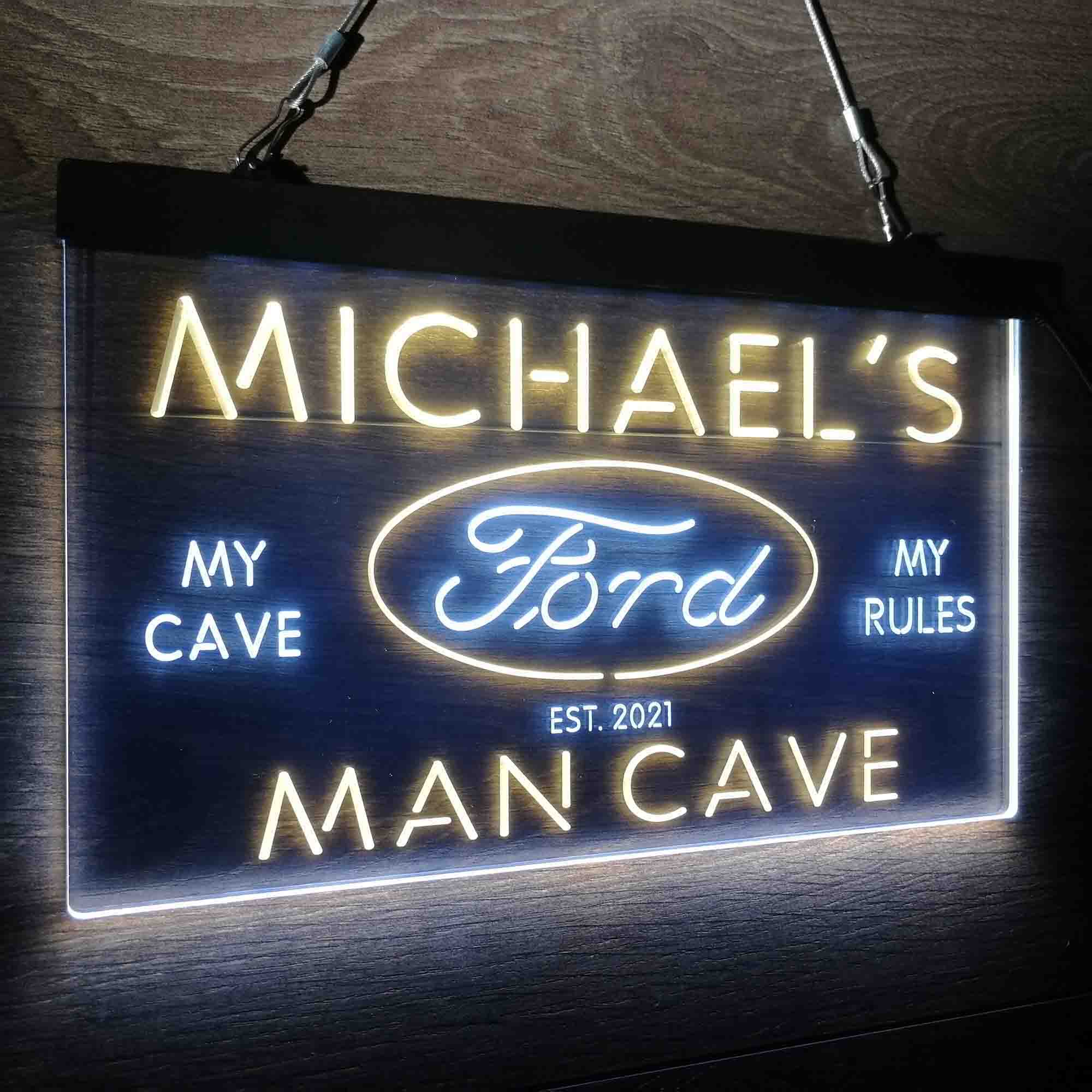 Custom Name Ford Badge Car Truck Bar Home Bar Neon LED Sign