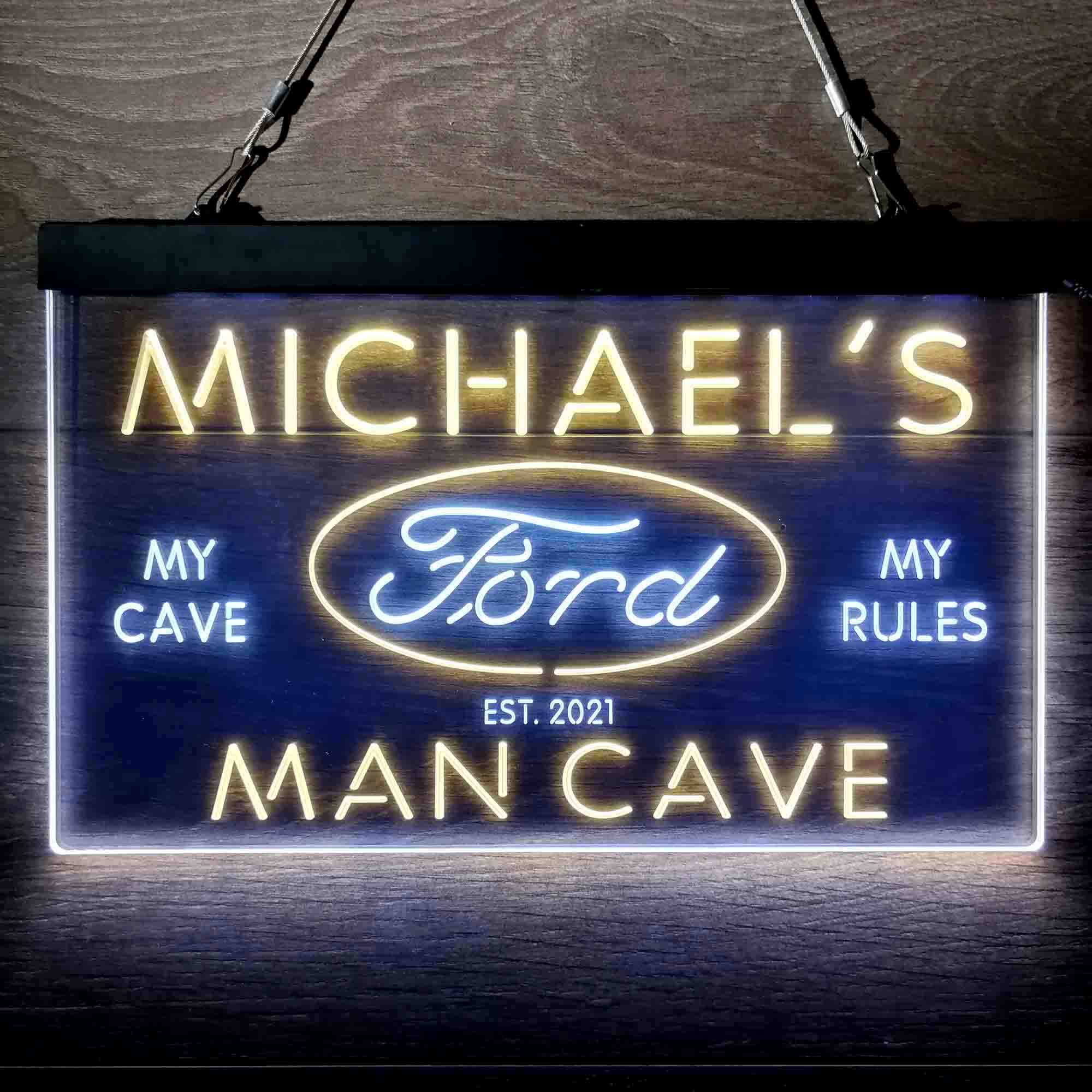 Custom Name Ford Badge Car Truck Bar Home Bar Neon LED Sign